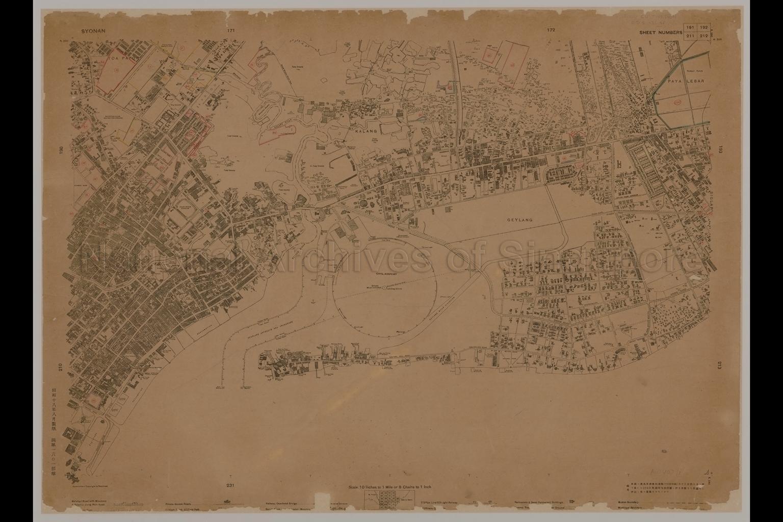 Syonan. Sheet Numbers 191/192/211/212