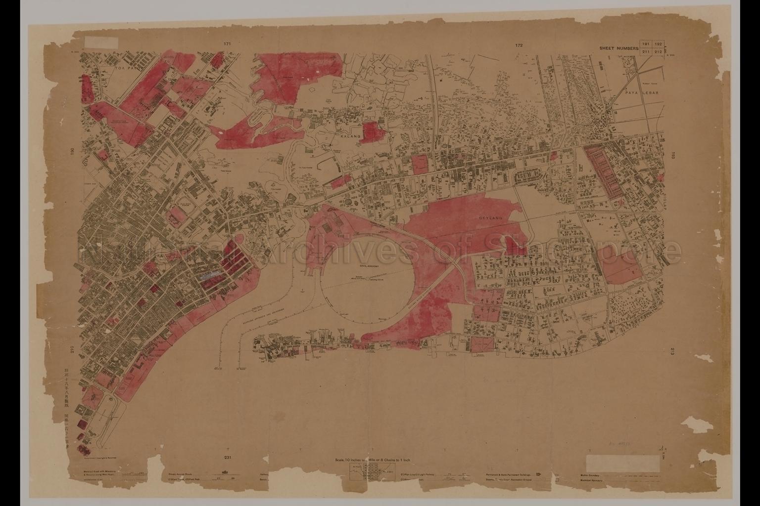 Syonan. Sheet Numbers 191/192/211/212