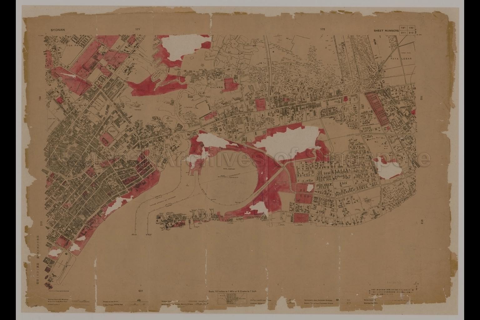 Syonan. Sheet Numbers 191/192/211/212