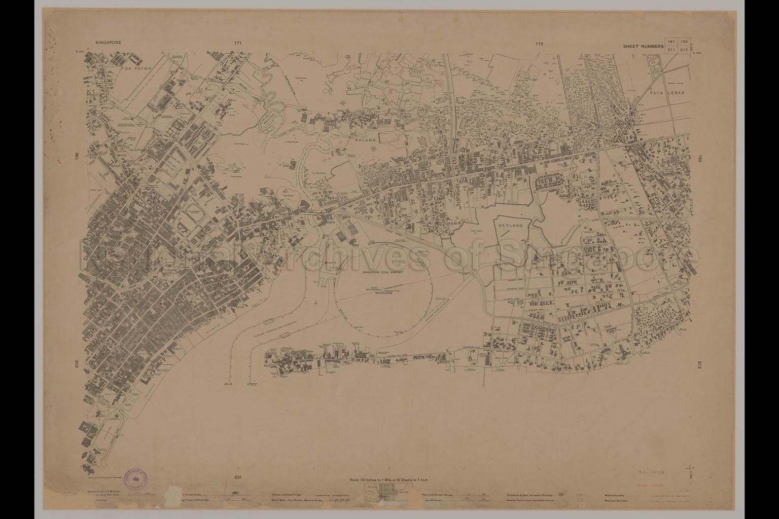 Singapore. Sheet Numbers 191/192/211/212