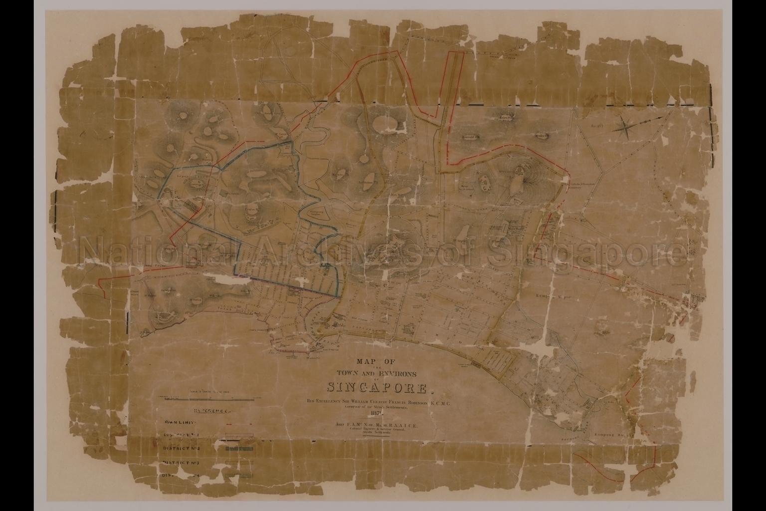 Map Of The Town And Environs Of Singapore
