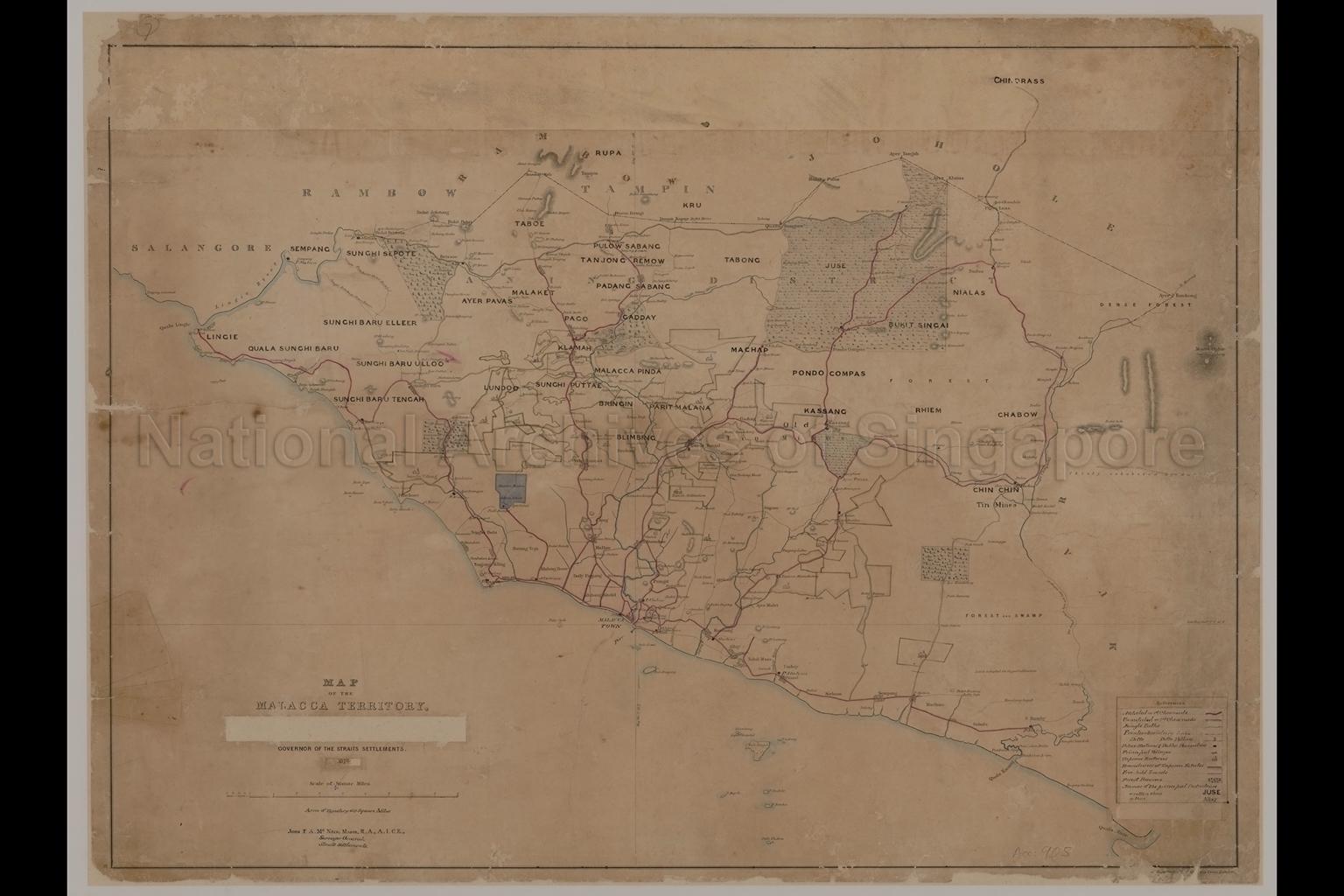 Map Of The Malacca Territory, Malaya