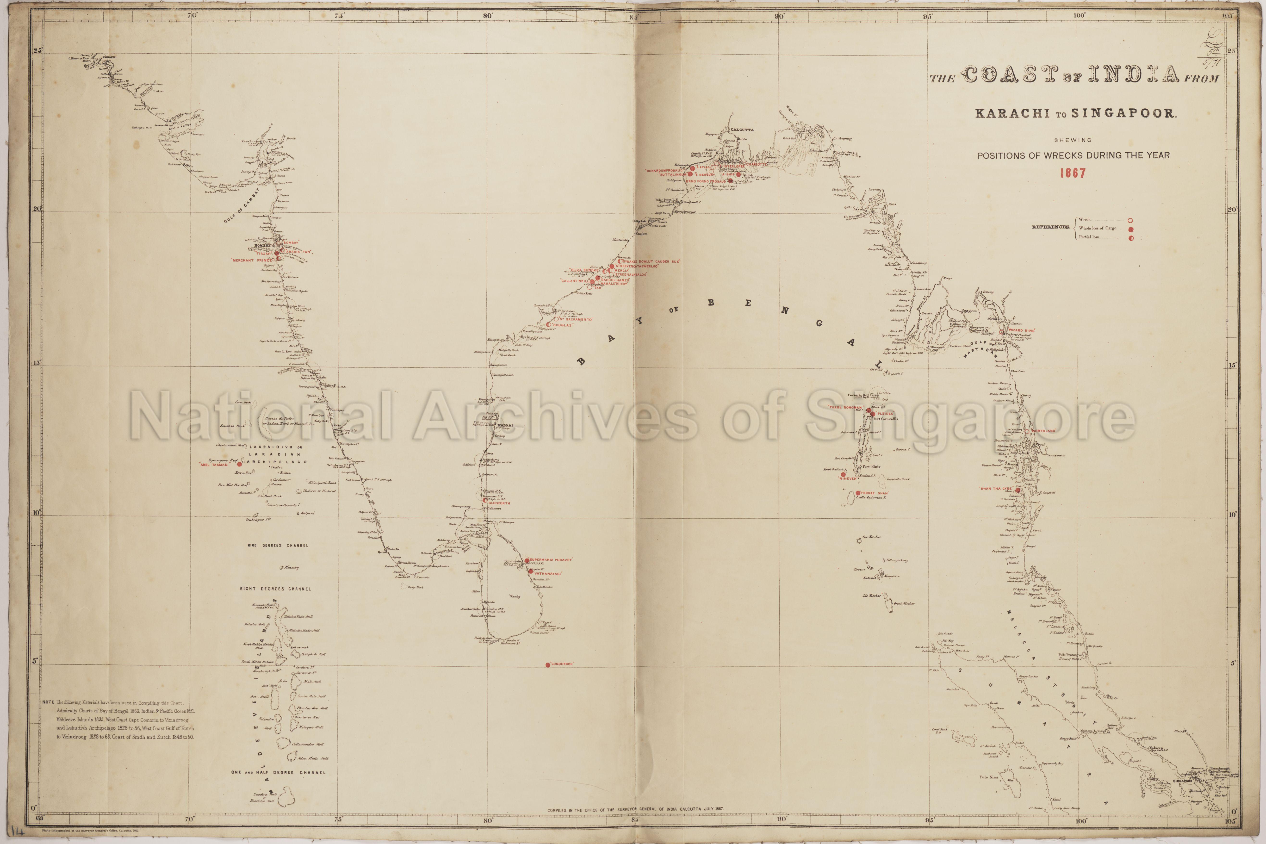 The Coast of India from Karachi to Singapoor (Singapore)  …