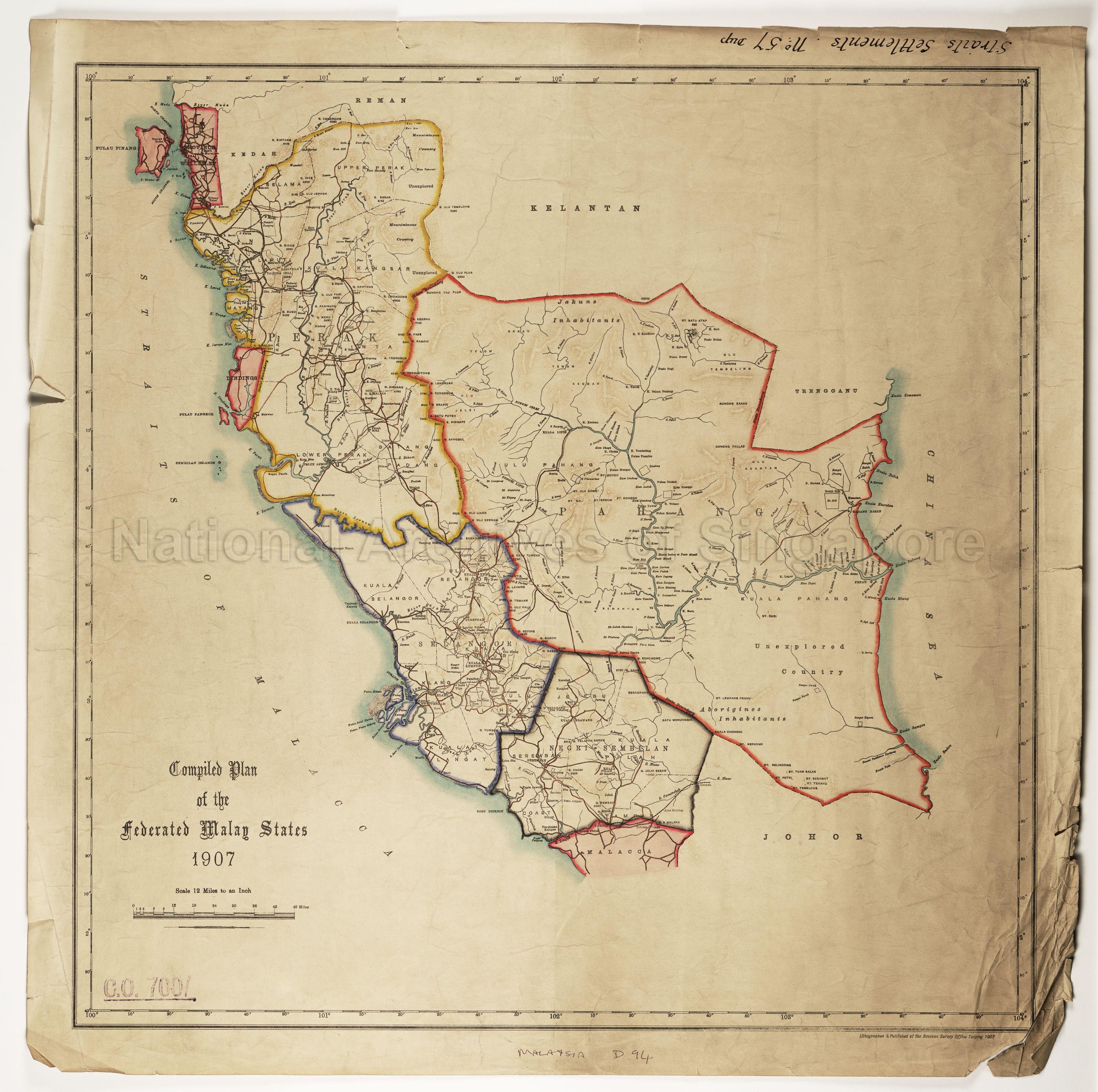 Compiled Plan of the Federated Malay States, 1907