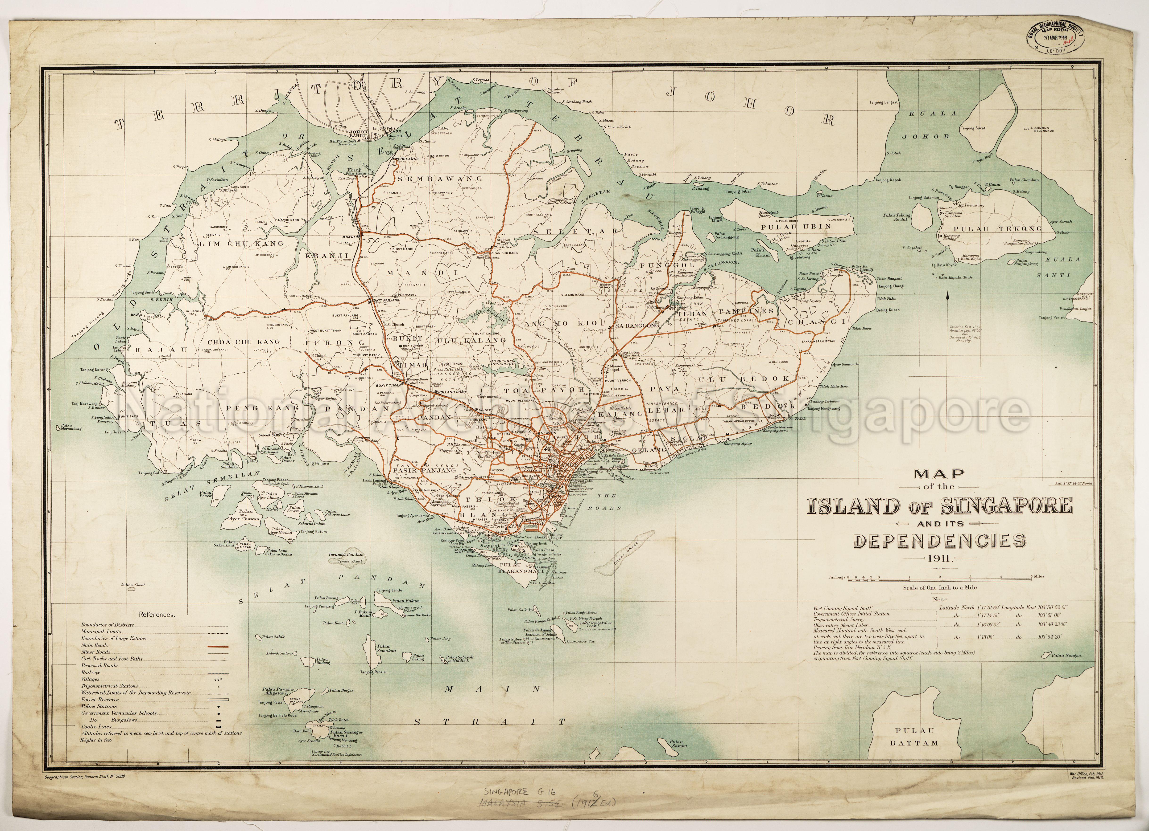 Map of the Island of Singapore and Its Dependenceies, 1911