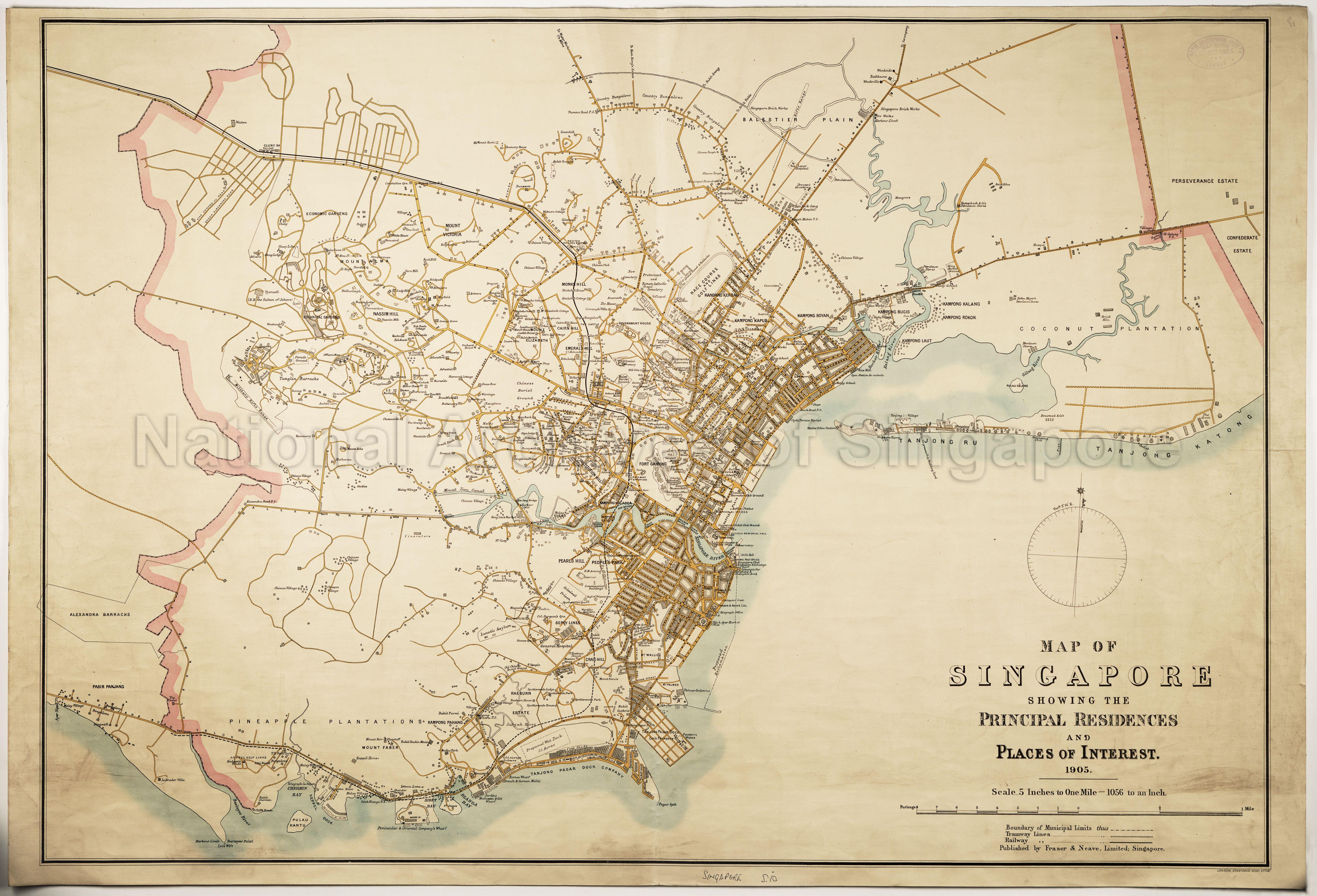 Map of Singapore showing the Principal Residences and Places …
