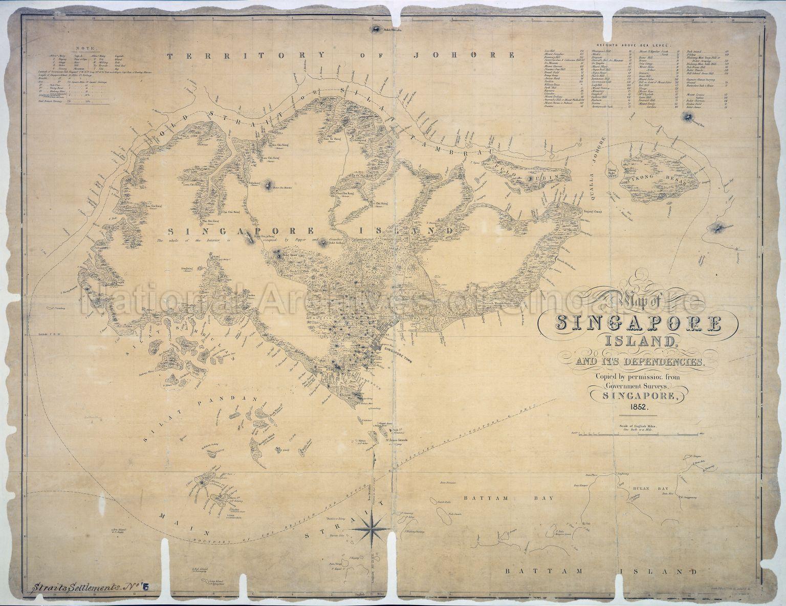 Map Of Singapore Island, And Its Dependencies, 1852