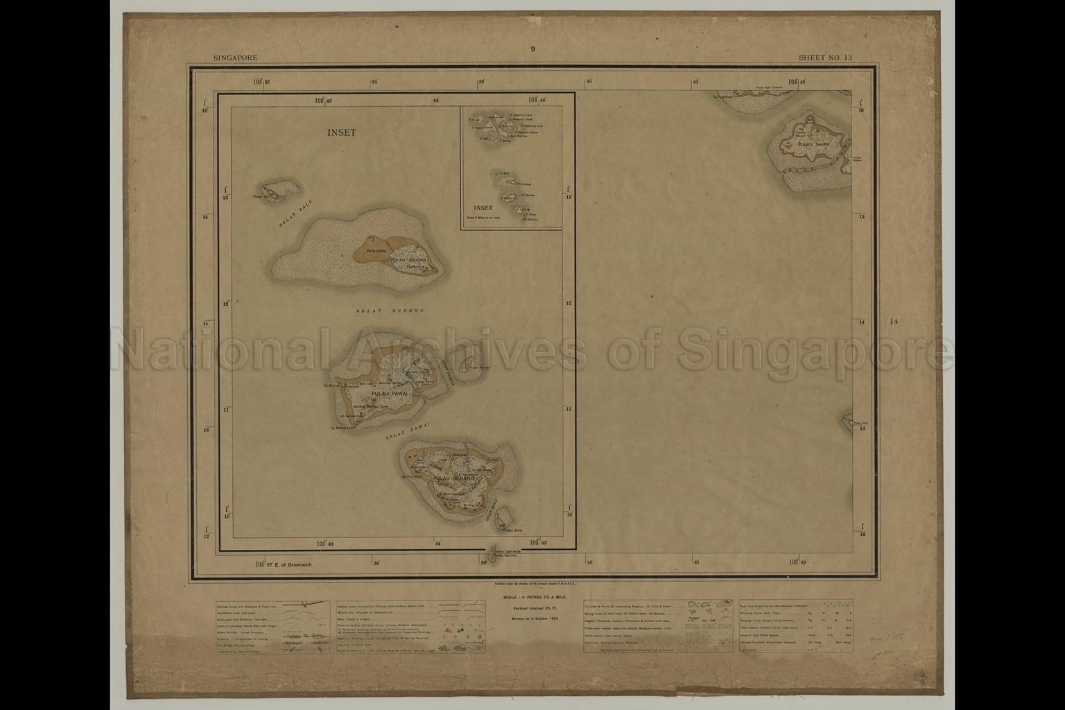 Singapore Sheet No. 13. Pulau Satu, Pulau Sudong, Pulau  …