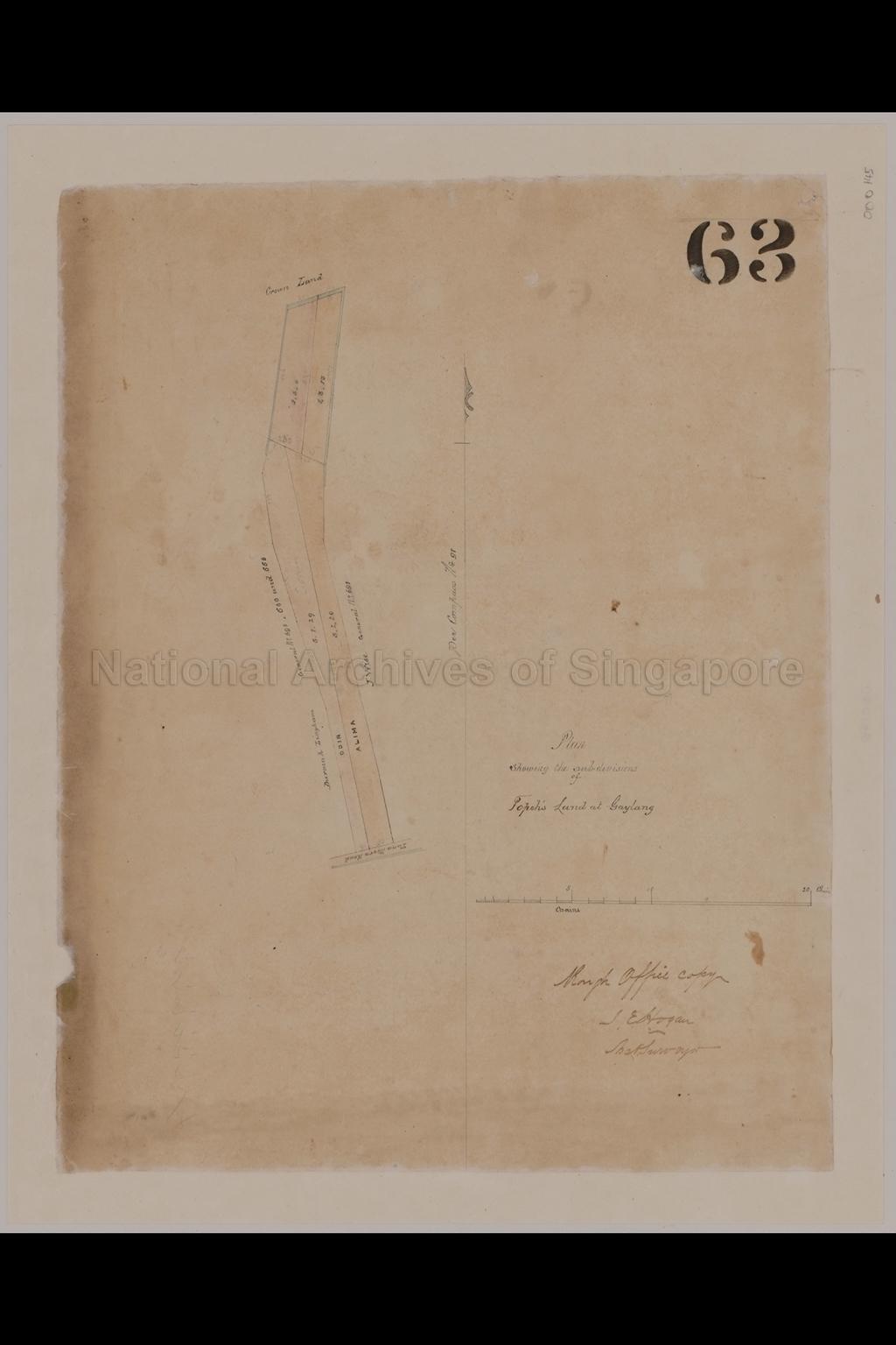 Plan Showing The Sub-divisions Of Popah's Land At Gaylang ( …