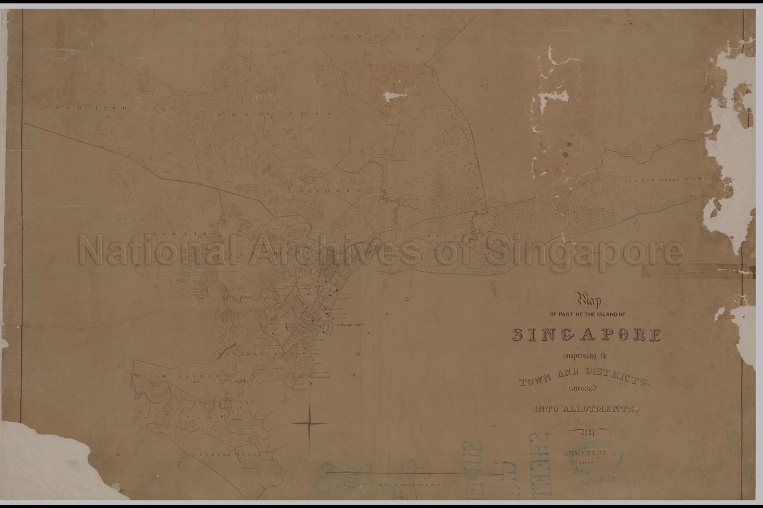 Map of Part of the Island of Singapore Comprising the Town  …