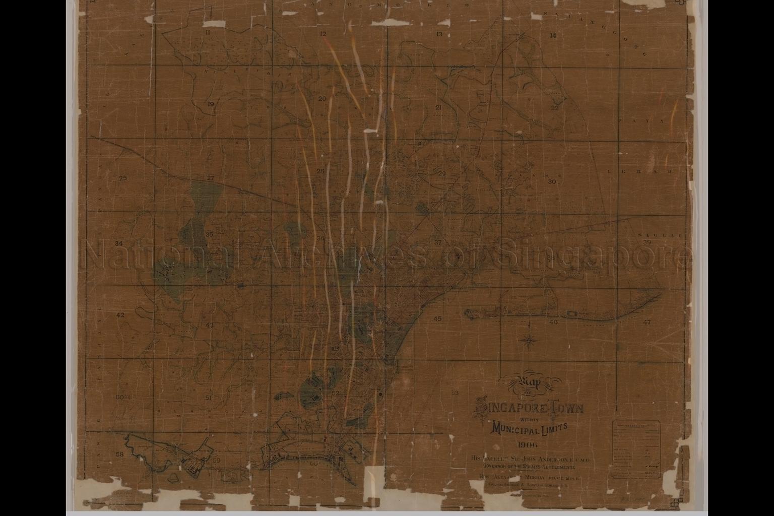 Map Of Singapore Town Within Municipal Limits,1906