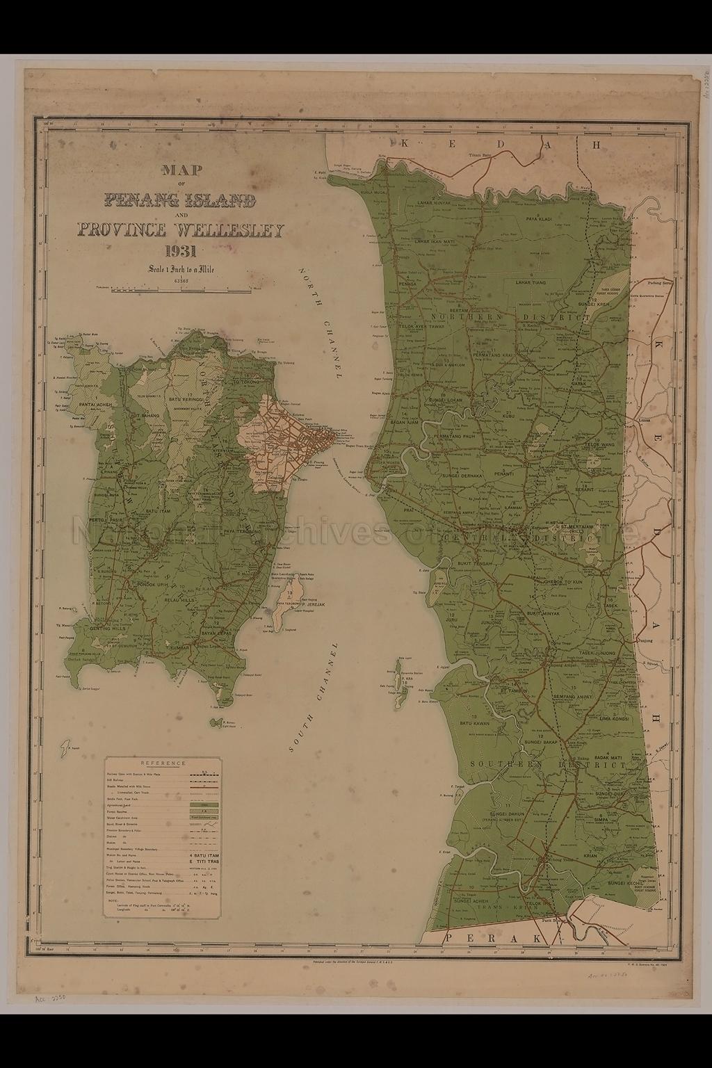 Map of Penang Island and Province Wellesley,1931