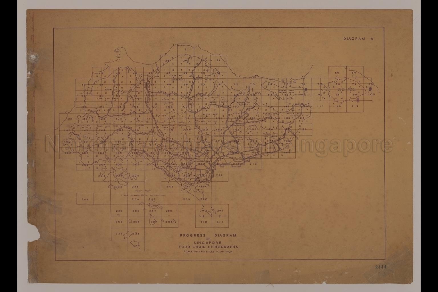 Progress Diagram of Singapore Four Chains Lithograph