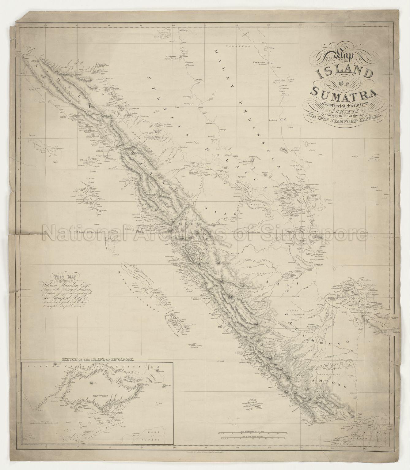 Map of the island of Sumatra
