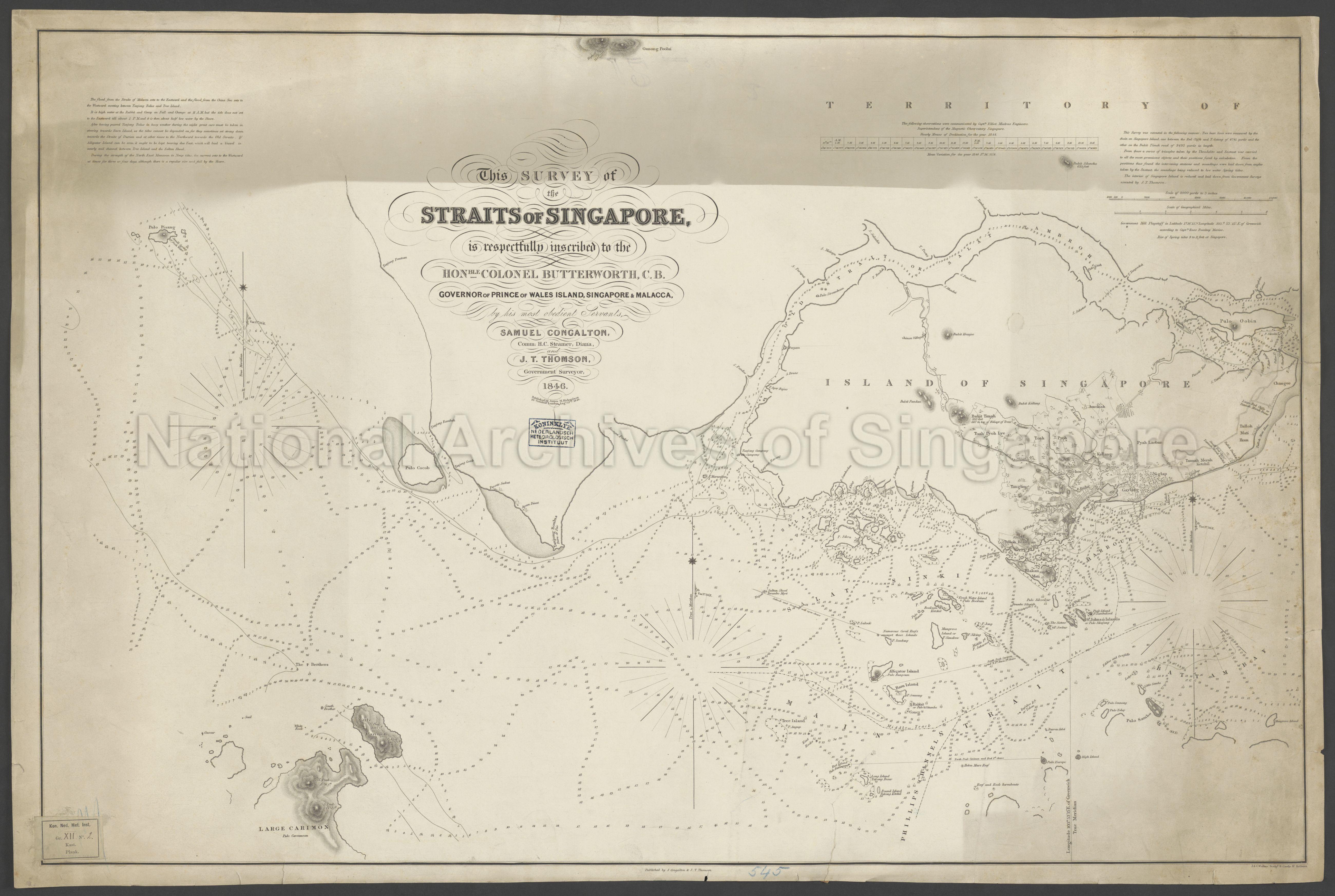 This Survey Of The Straits Of Singapore, Is Respectfully  …