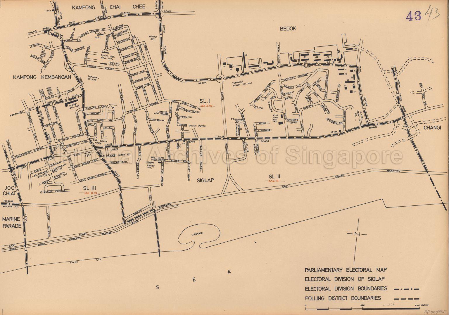 Parliamentary electoral Map. electoral Division of Siglap