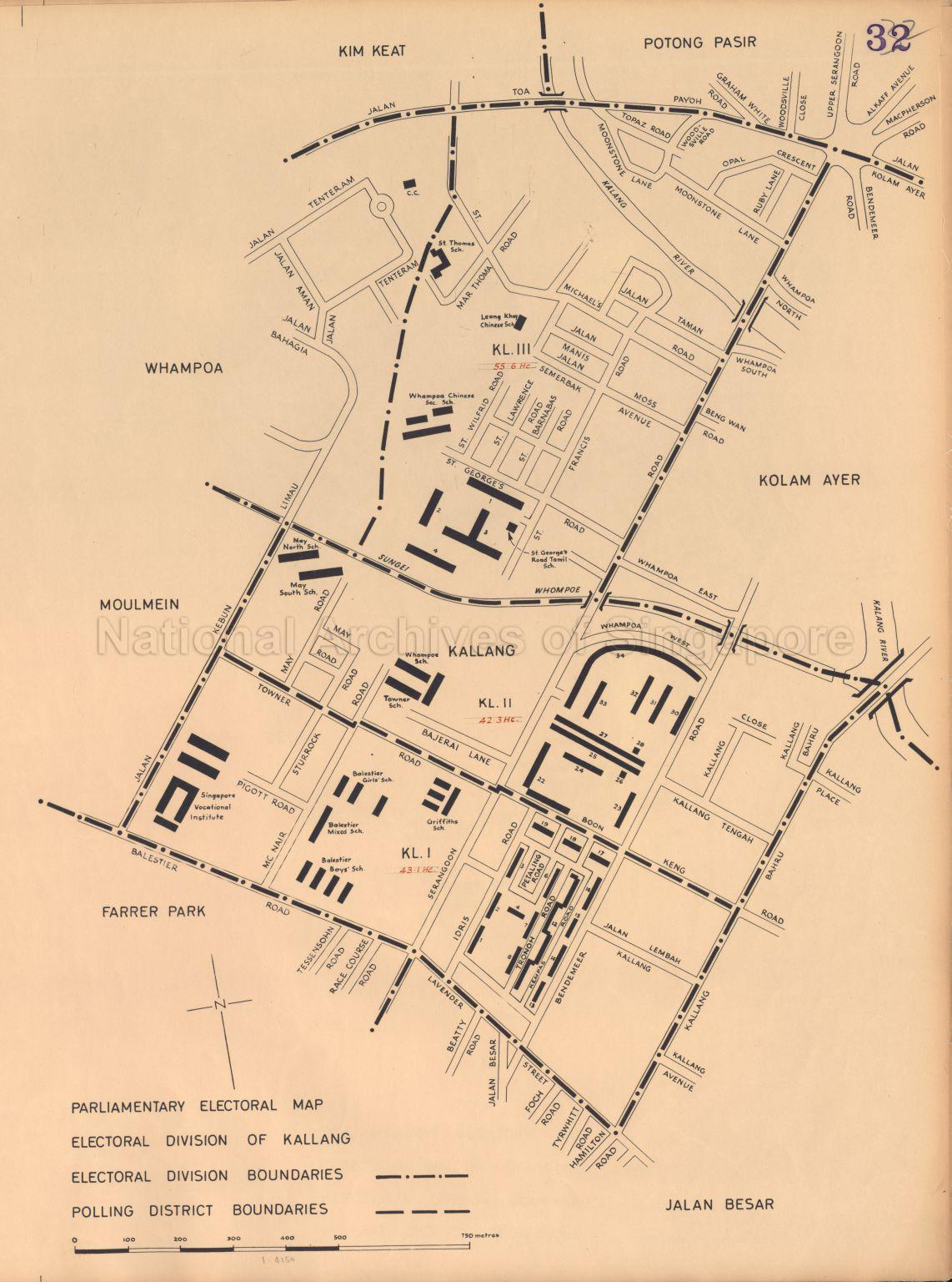 Parliamentary electoral Map. electoral Division of Kallang