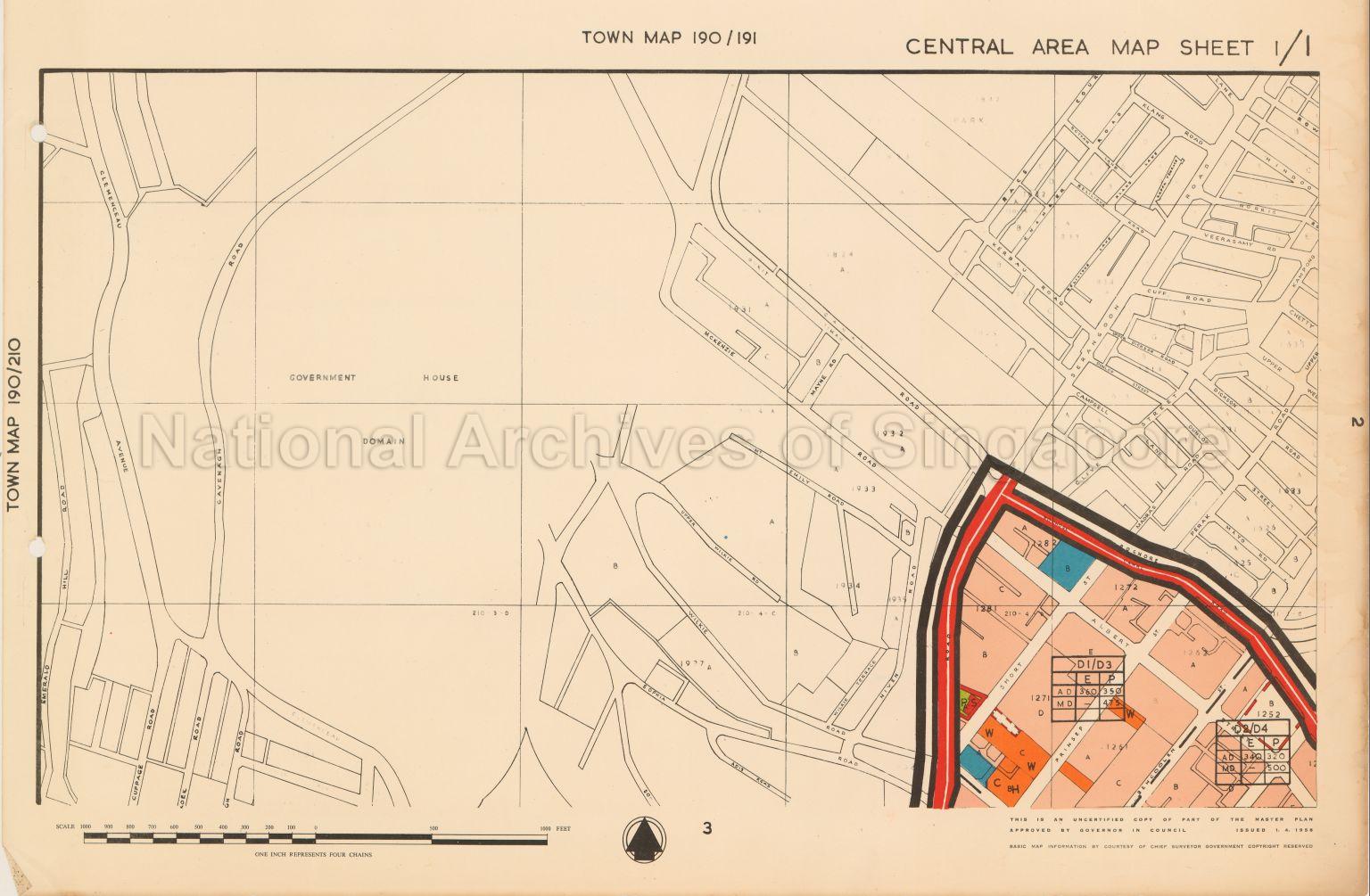 1958 Master Plan: Central Area Map Sheet 1/1