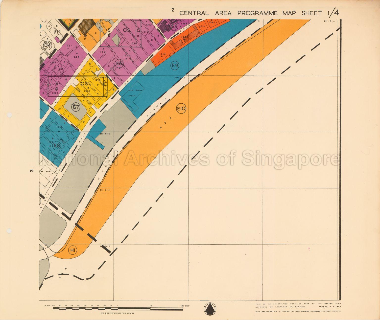 1958 Master Plan: Central Area Programme Map Sheet 1/4