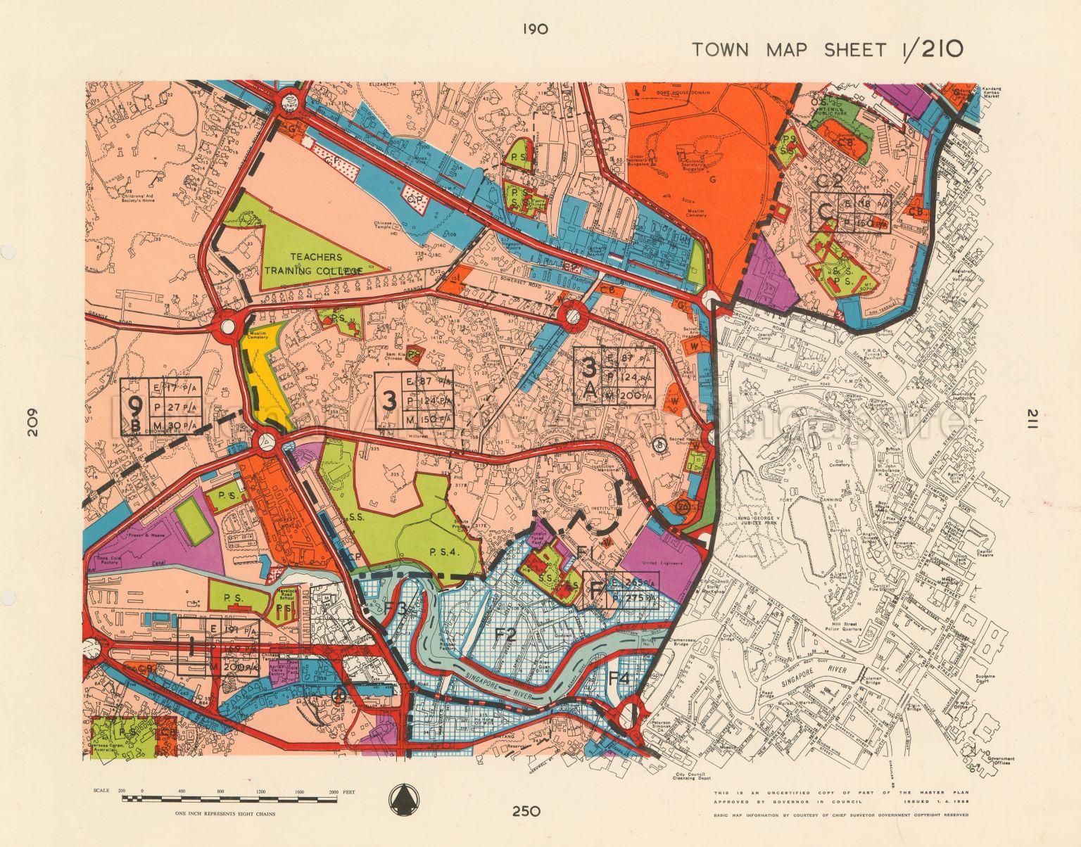 1958 Master Plan: Town Map Sheet 1/210