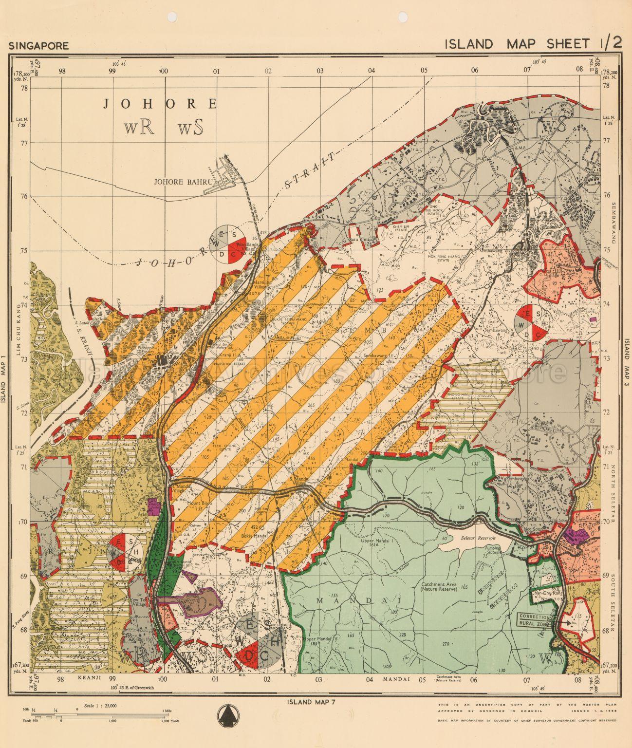 1958 Master Plan: Singapore Island Map Sheet 1/2
