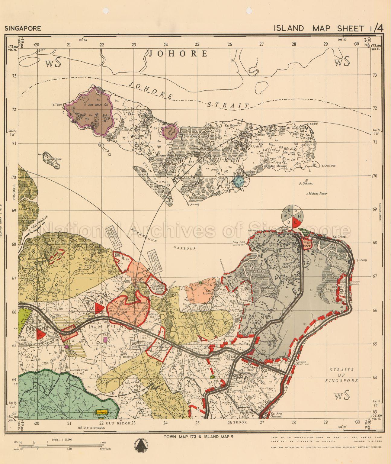 1958 Master Plan: Singapore Island Map Sheet 1/4