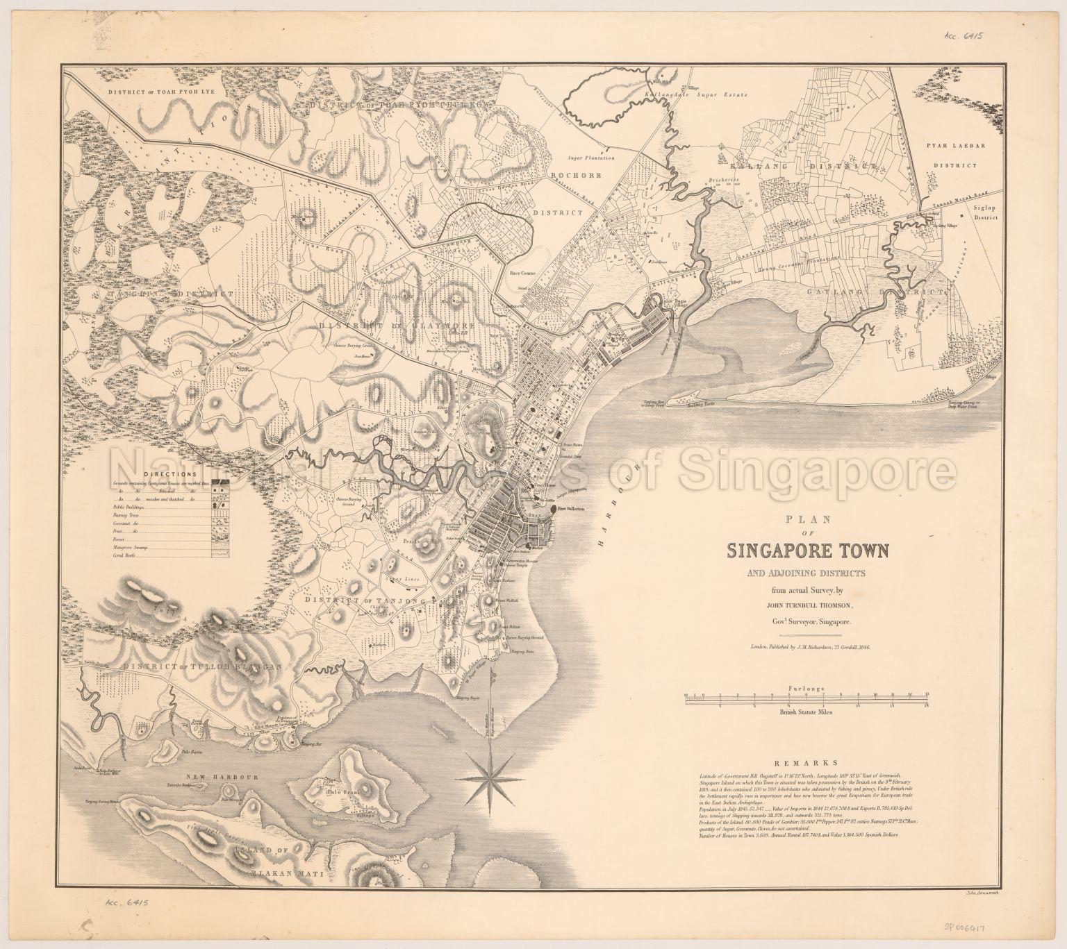 Plan Of Singapore Town and Adjoining Districts