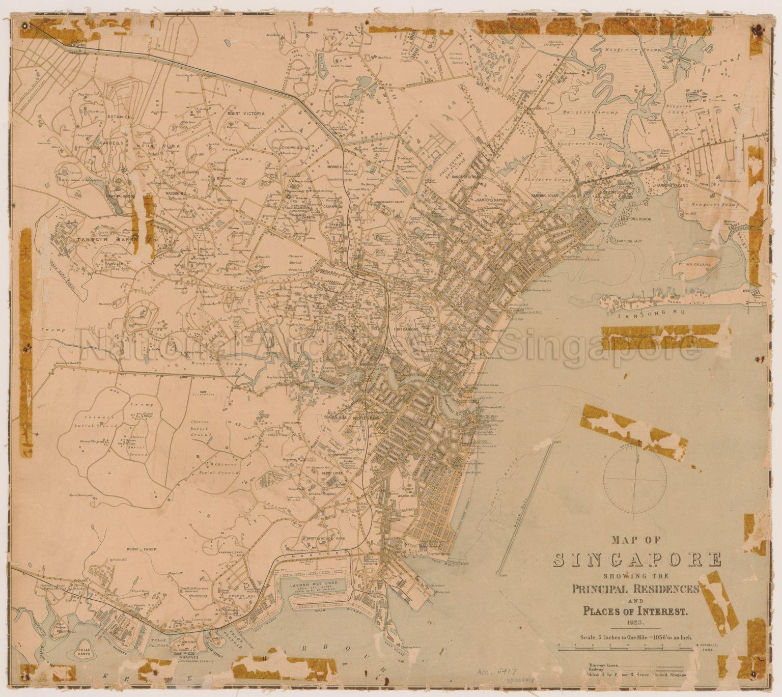 Map Of Singapore Showing The Principal Residences And Places …