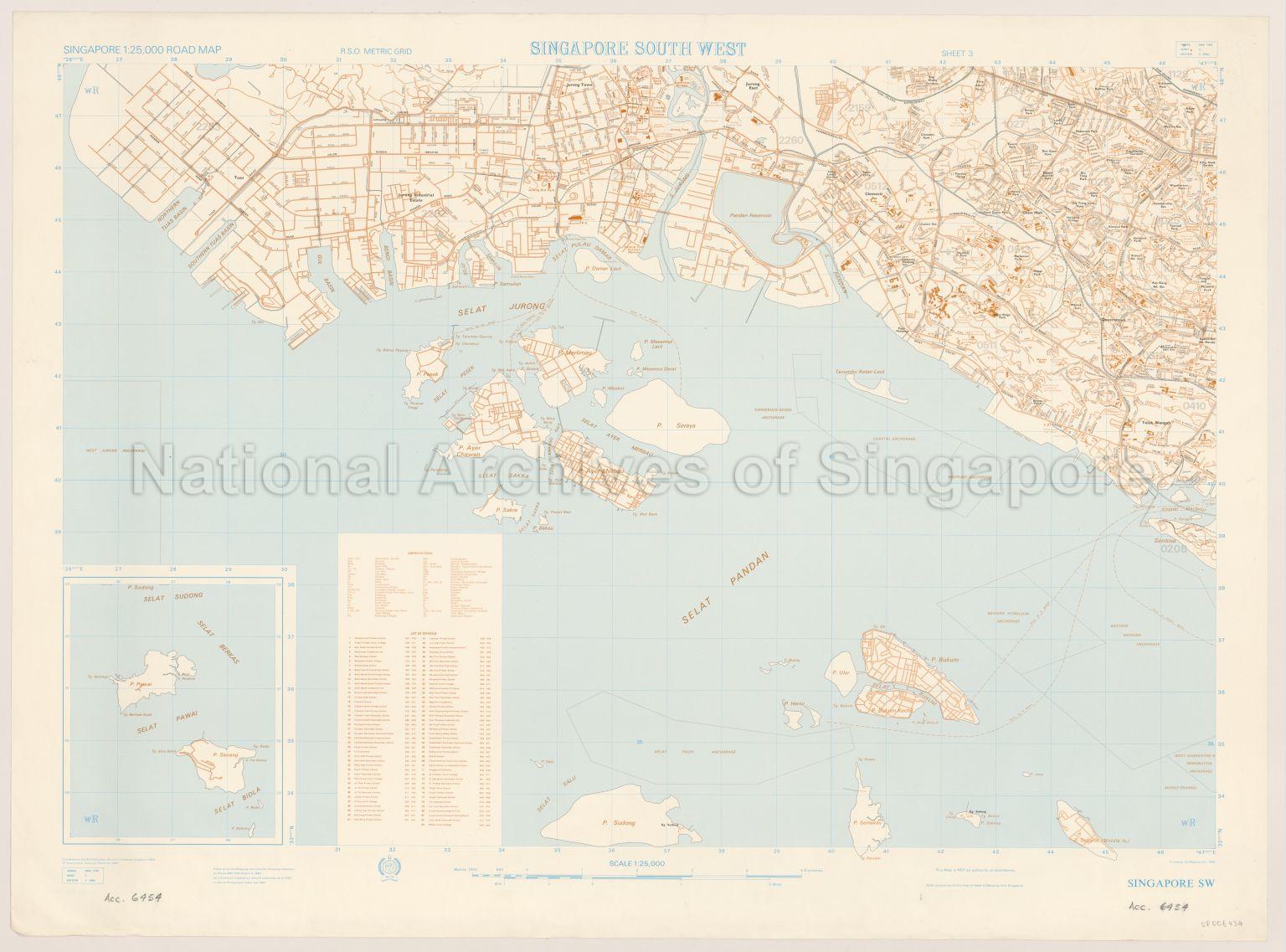 Singapore Road Map. Singapore South West Sheet 3