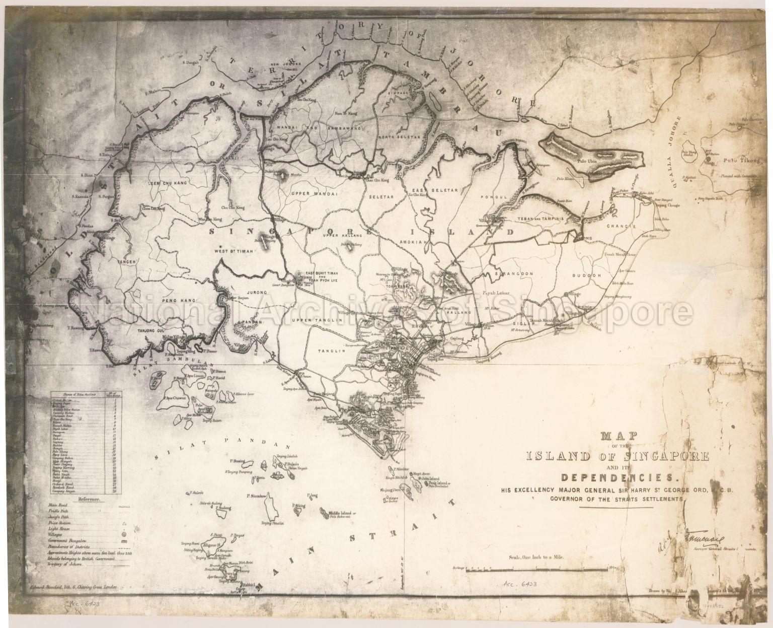 Map of the Island of Singapore and Its Dependencies