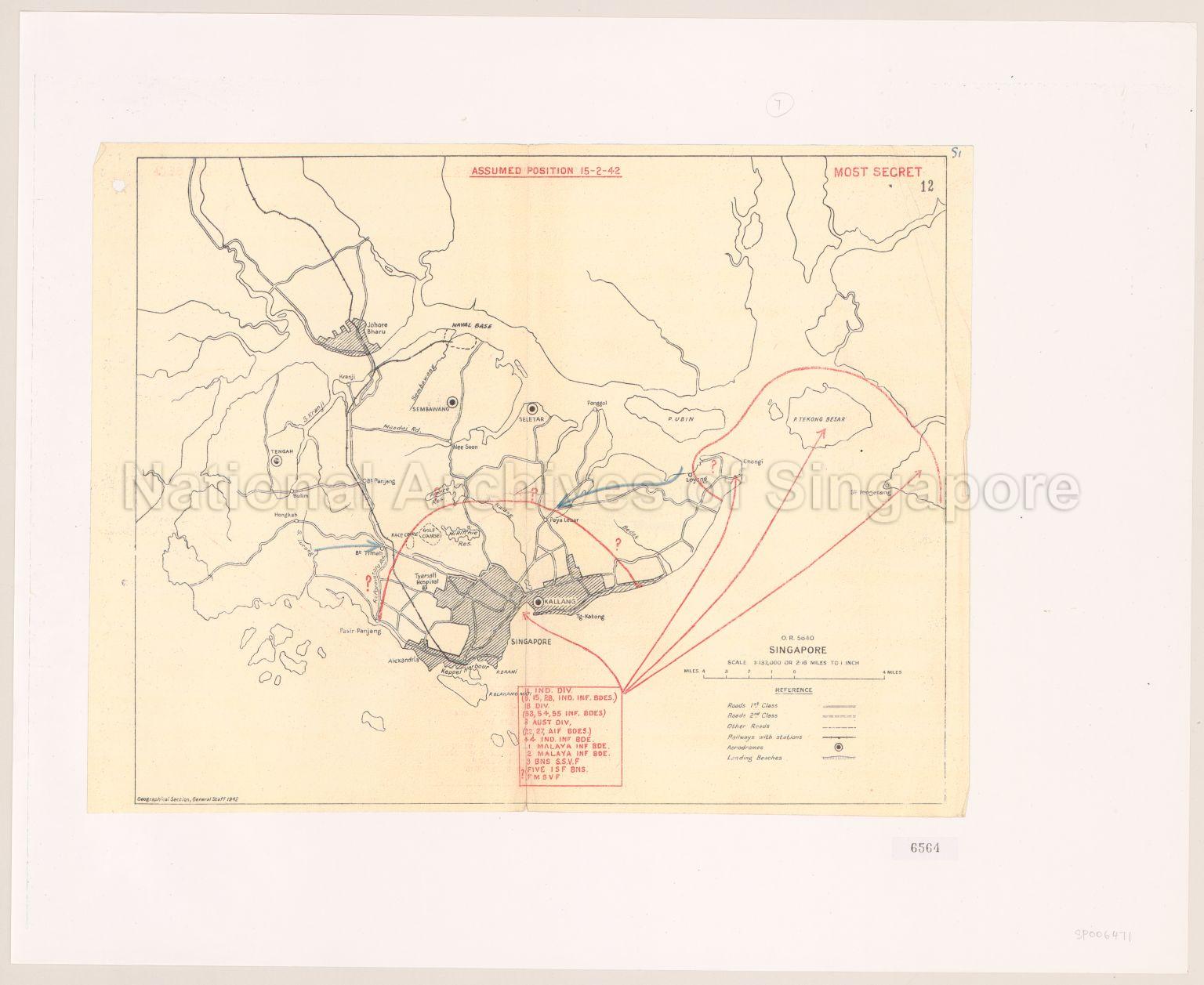 Singapore. Assumed Position 15 February 1942