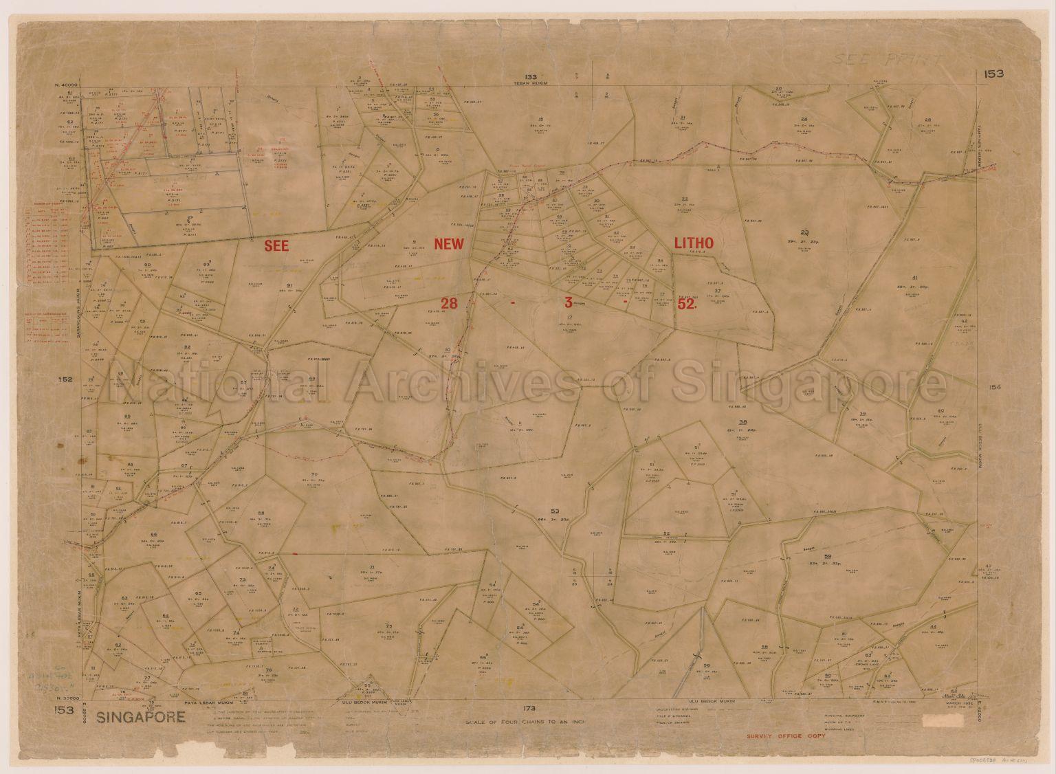 Singapore. Teban Mukim, Tampines Mukim, Ulu Bedok Mukim,  …