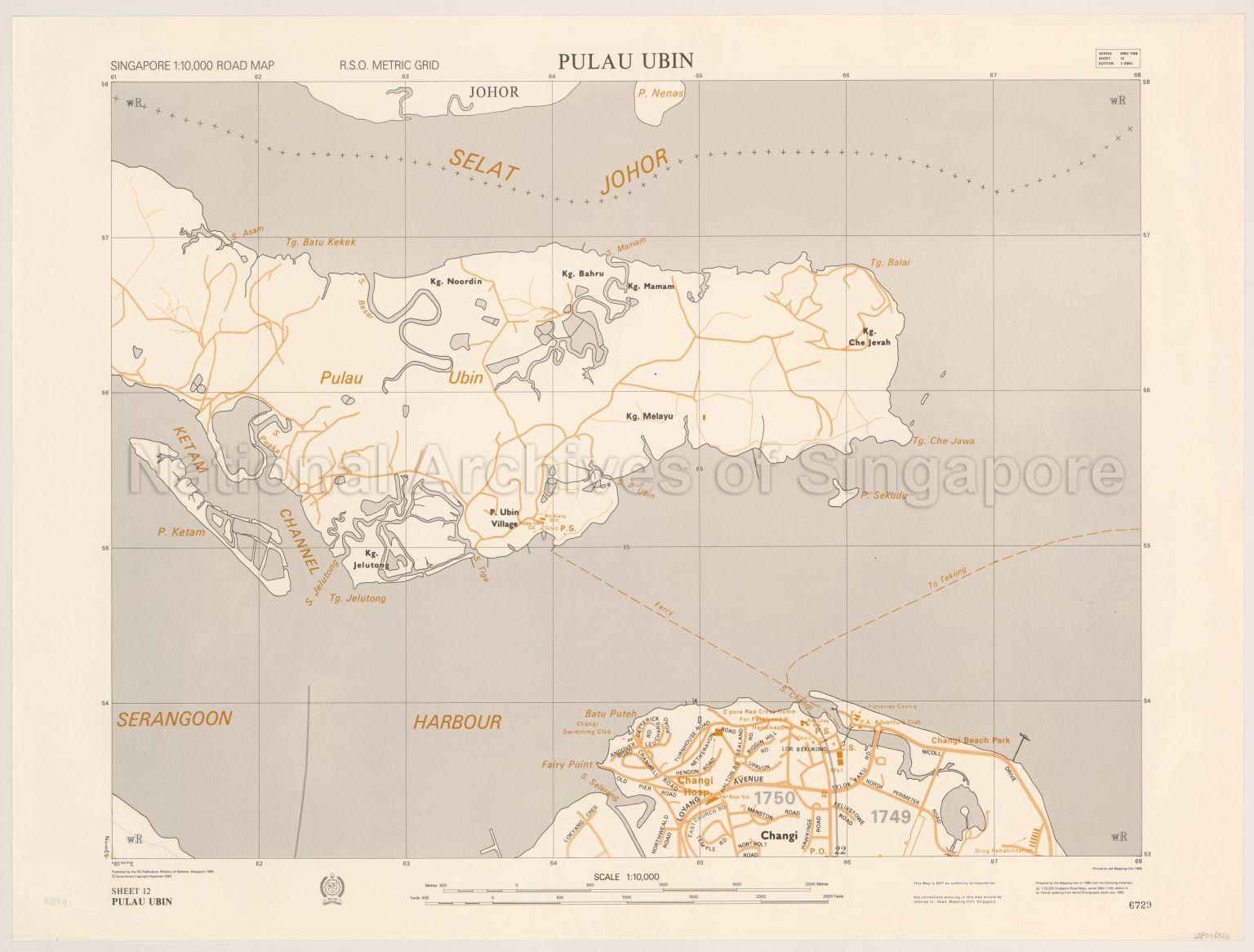 Singapore Road Map. Pulau Ubin