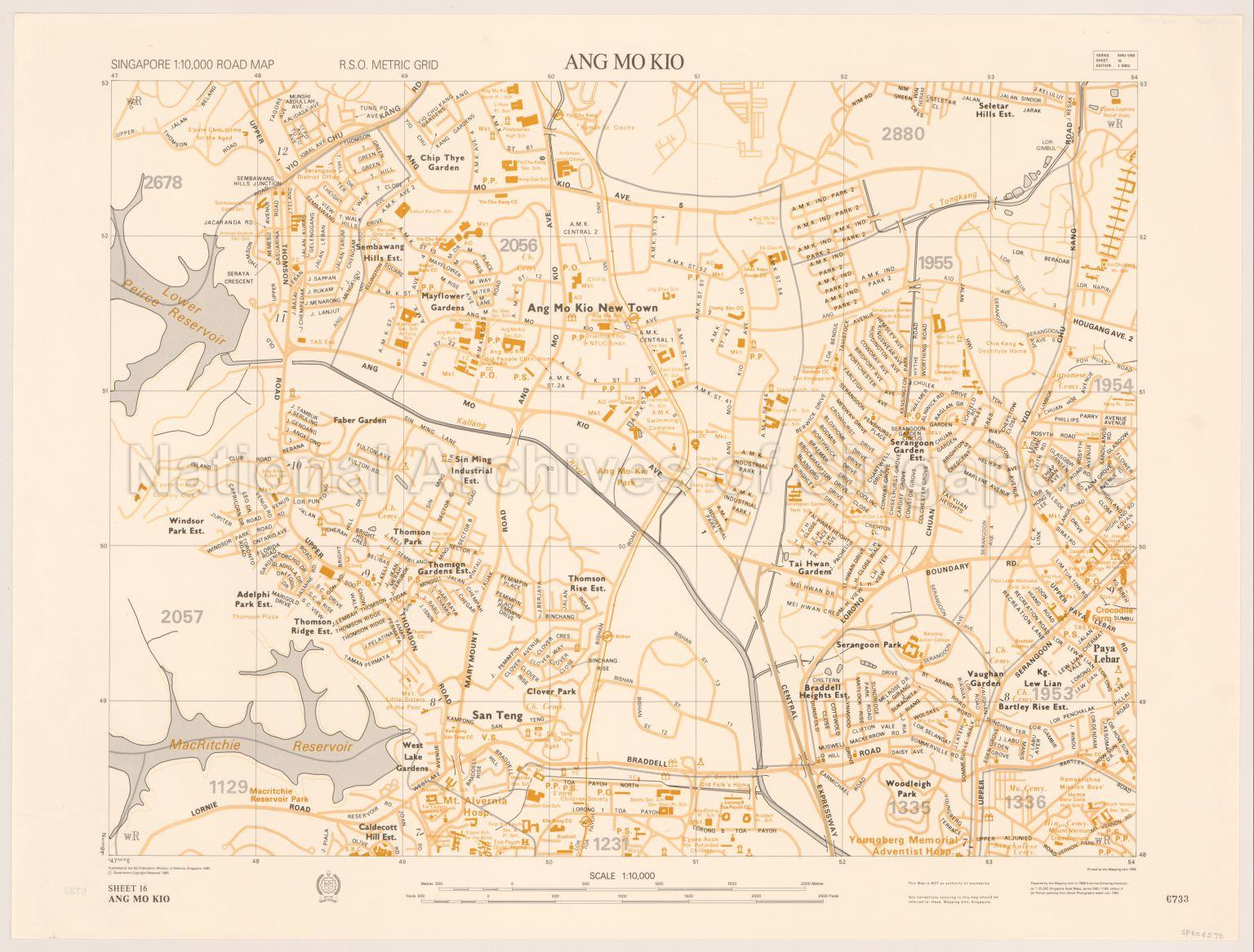 Singapore Road Map. Ang Mo Kio