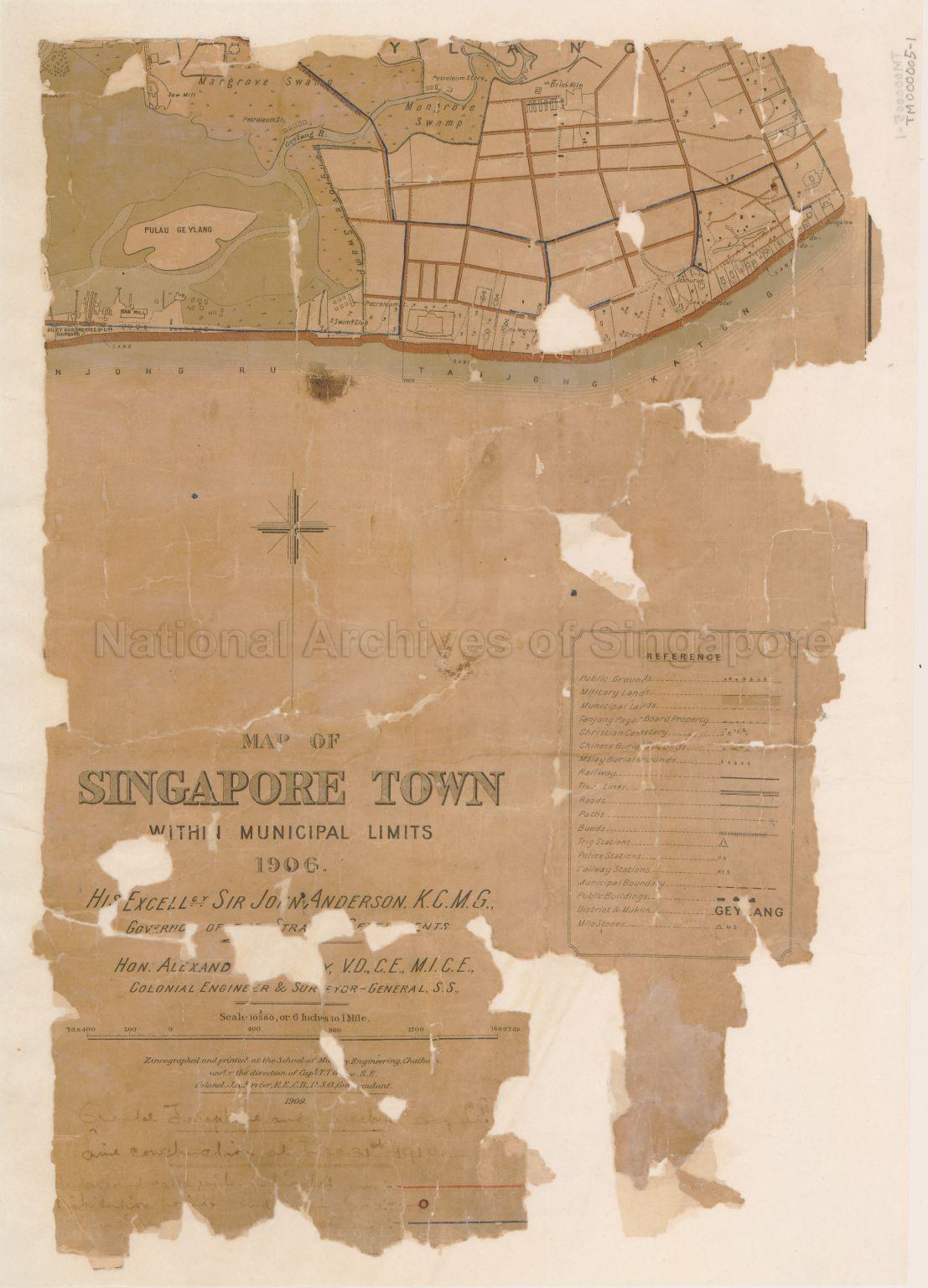 Map Of Singapore Town Within Municipal Limits 1906