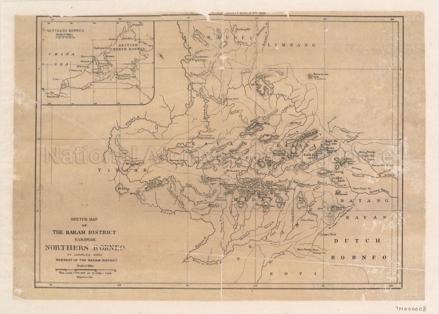 Sketch Map Of The Baram District, Sarawak, Northern Borneo