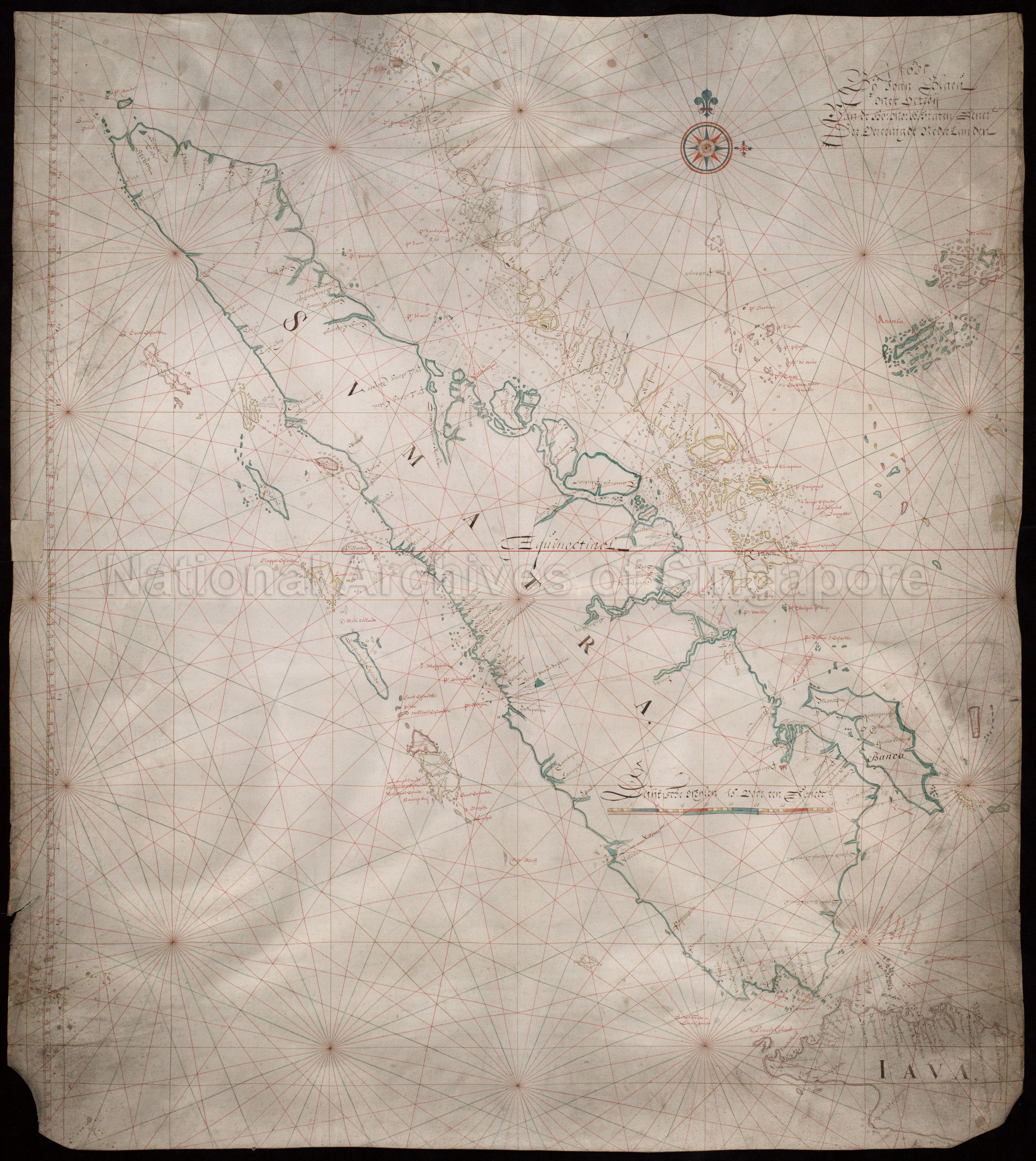 Kaart van Straat Malakka en nabij gelegen eilanden.