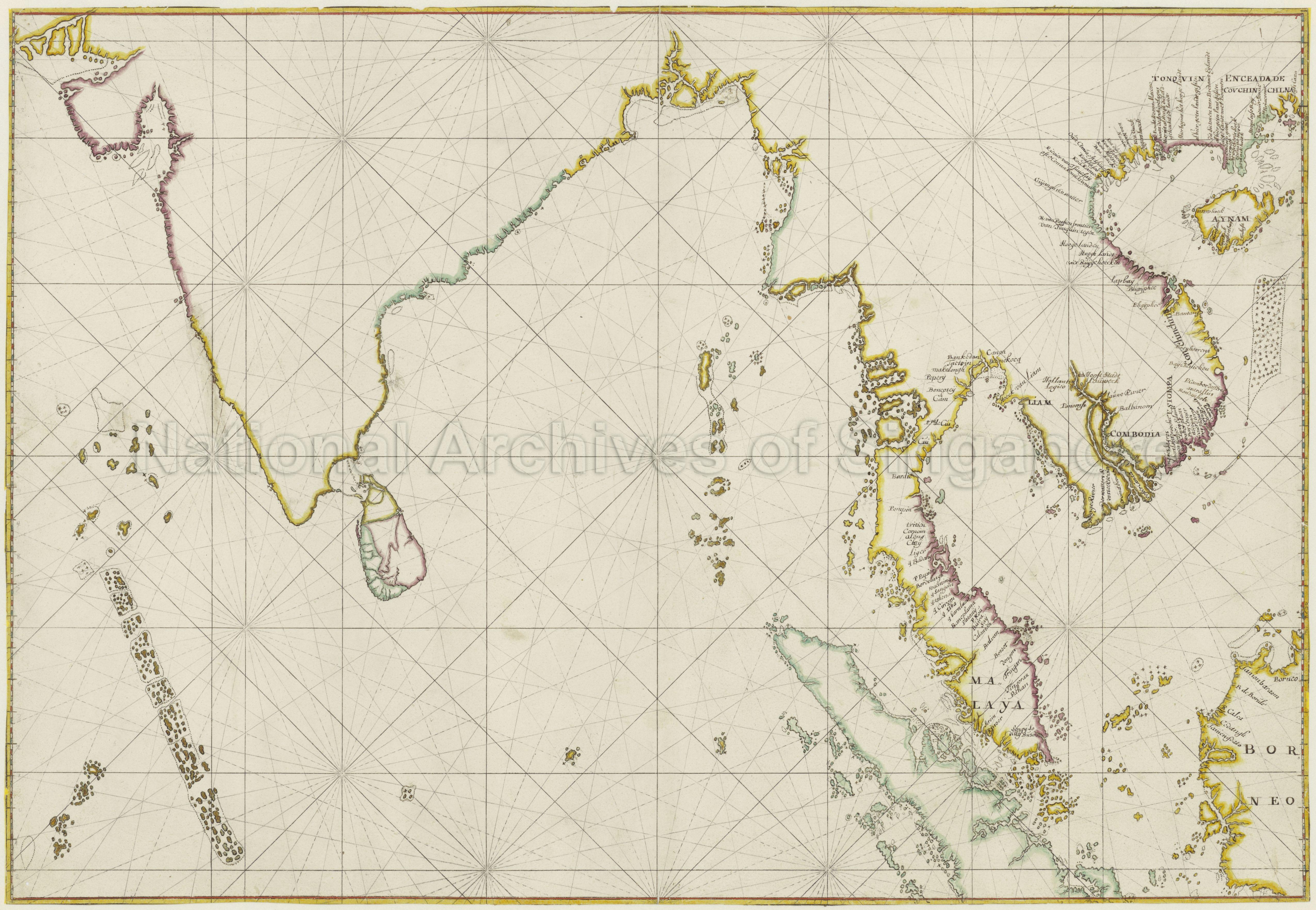 Kaart van India tot een deel van China, Thailand, Maleisie  …