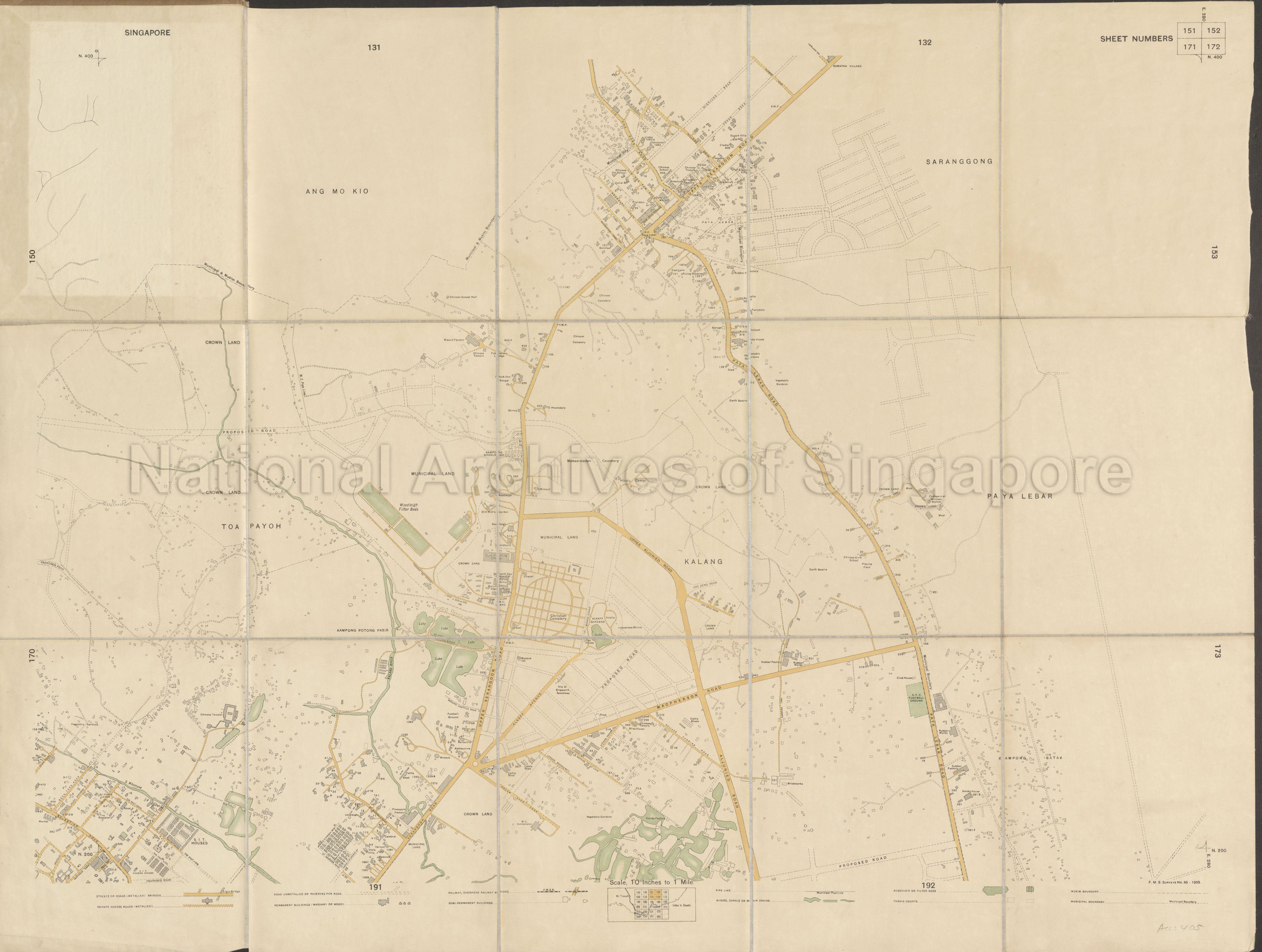 Singapore. Sheet Numbers 151/152/171/172