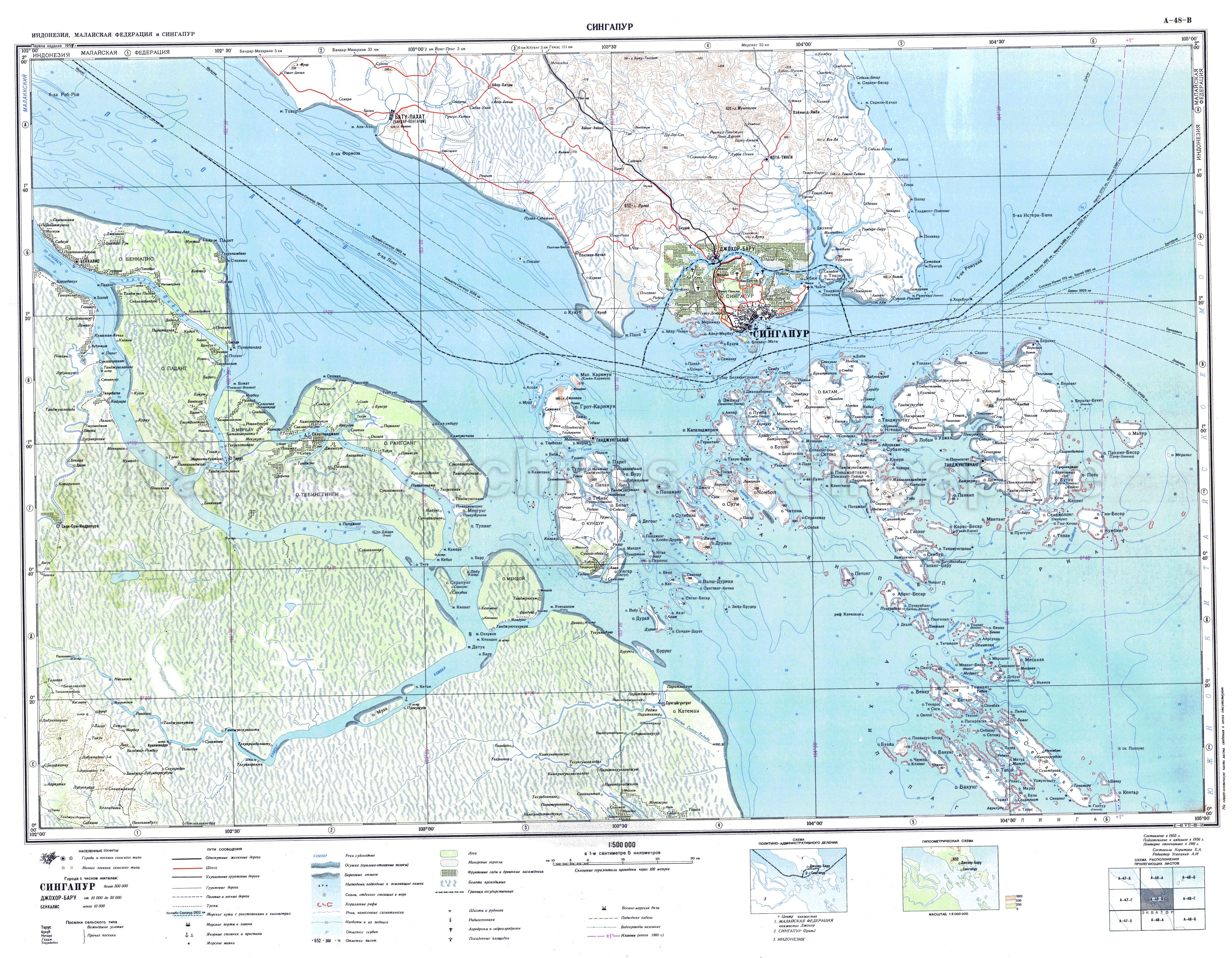 Soviet Military Map showing Singapore, Johor Bahru and part  …
