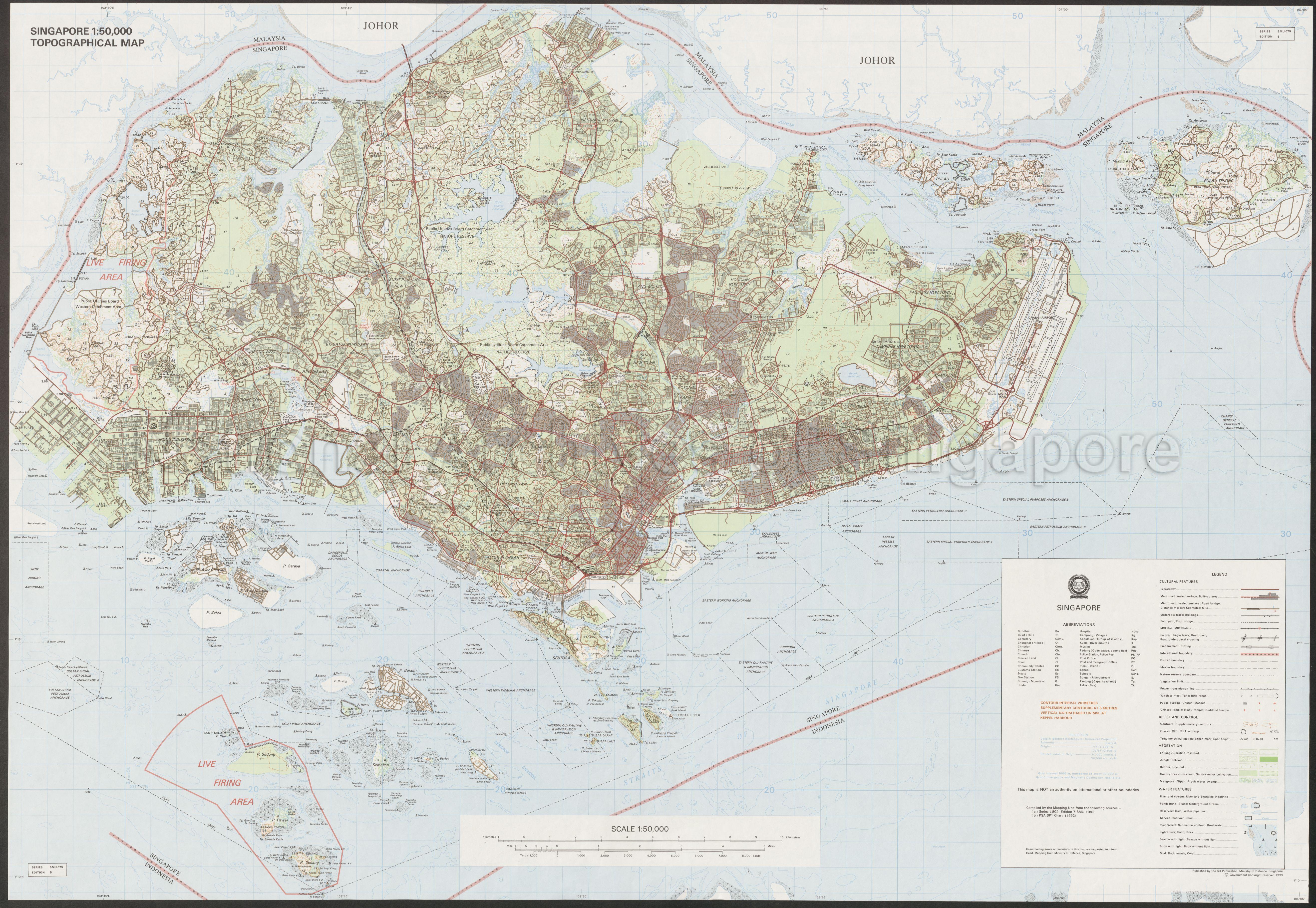 Singapore Topographical Map