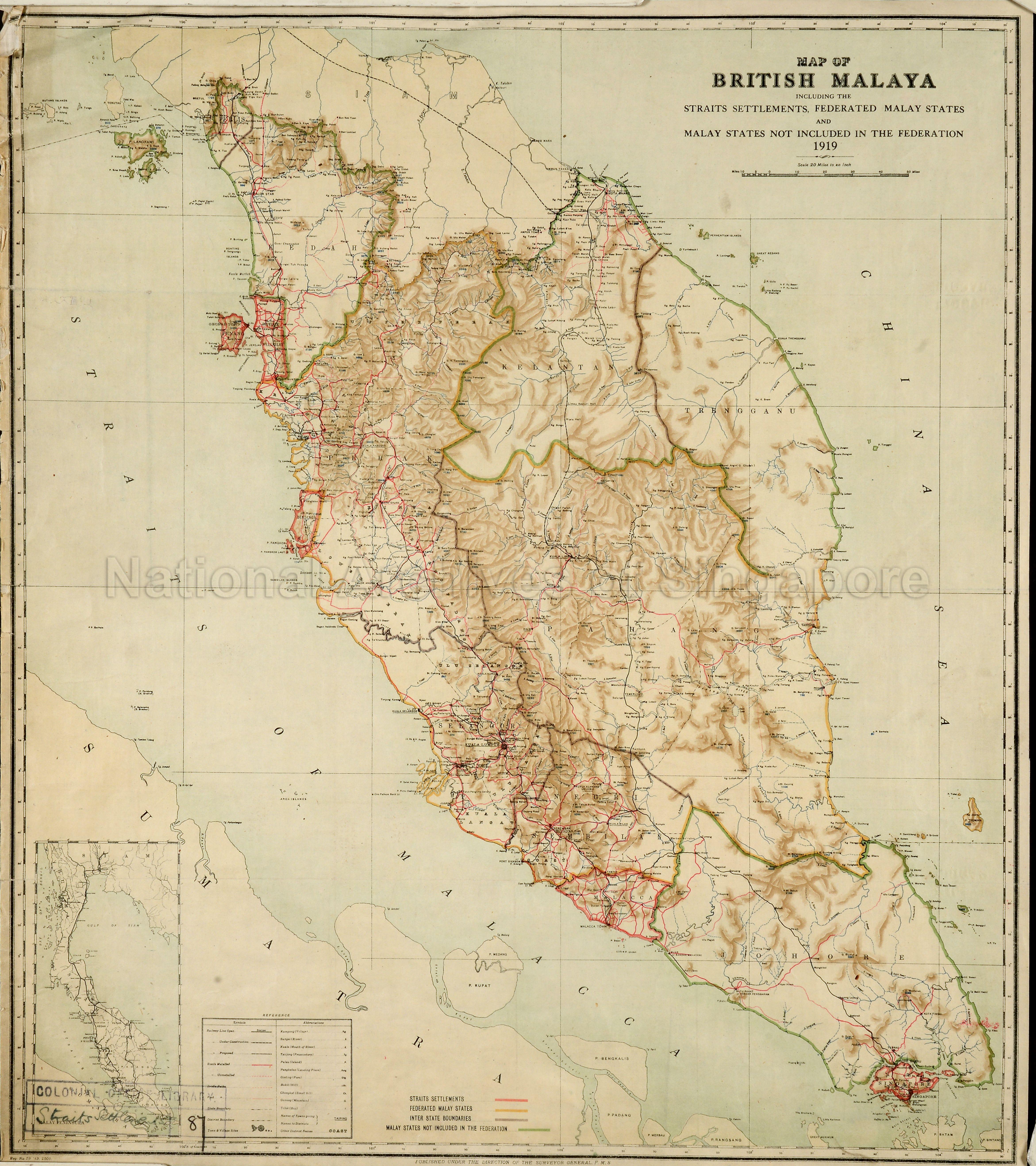 Map of British Malaya with an inset of the Malay Peninsula,  …