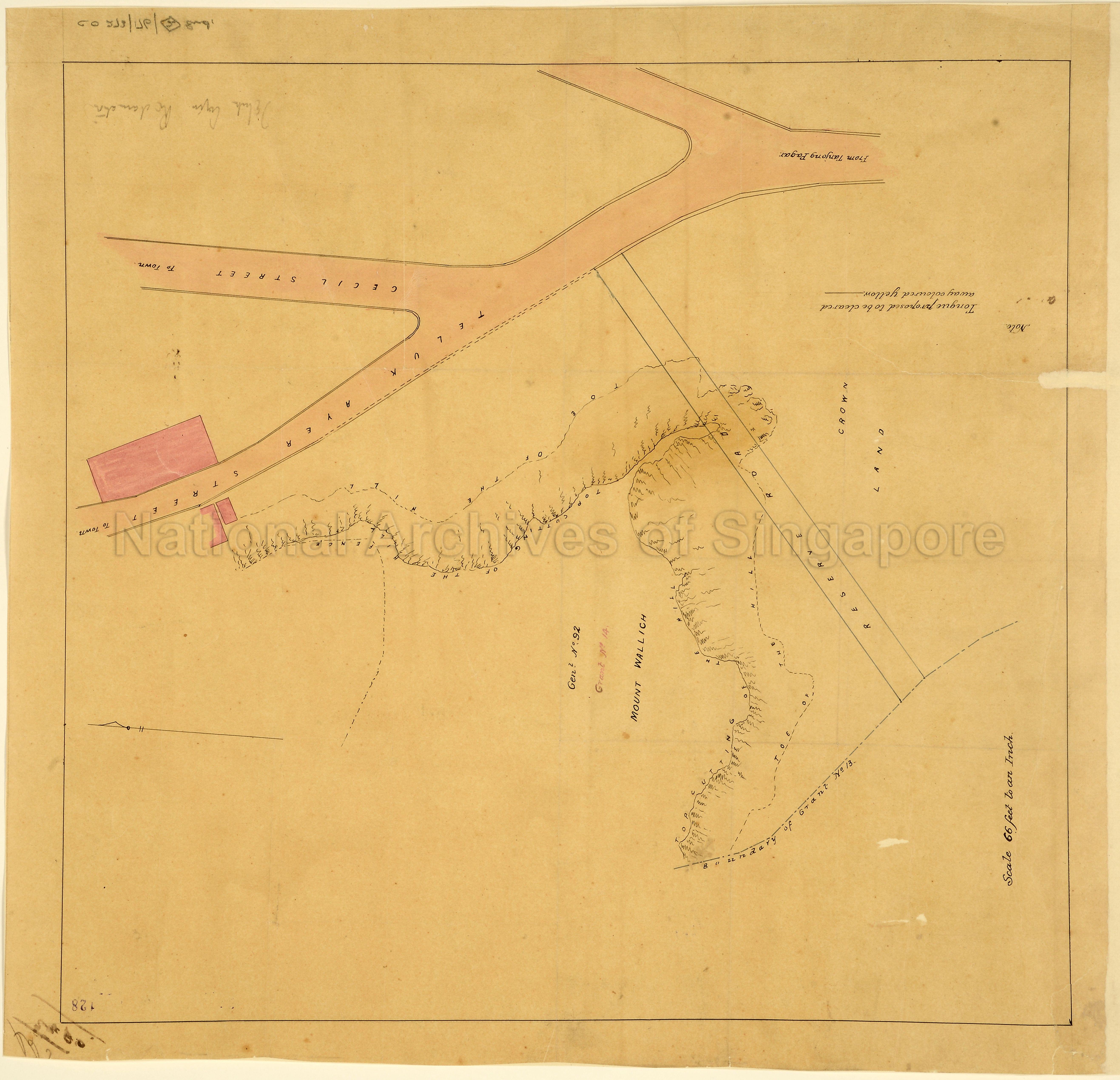 Telok Ayer reclamation scheme showing Mount Wallich