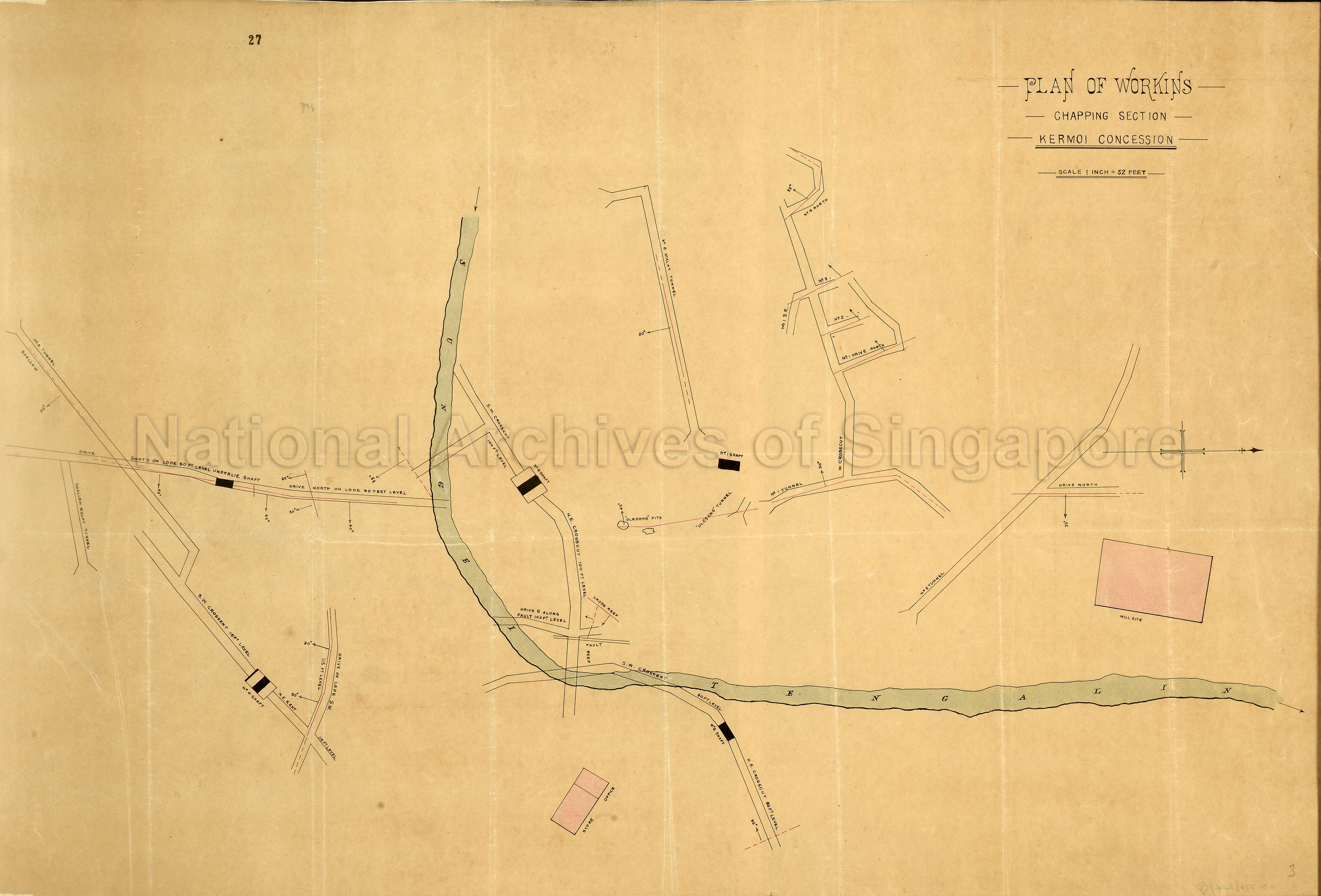 Plan of (mine) workings. Chapping Section. Kermoi Concession …