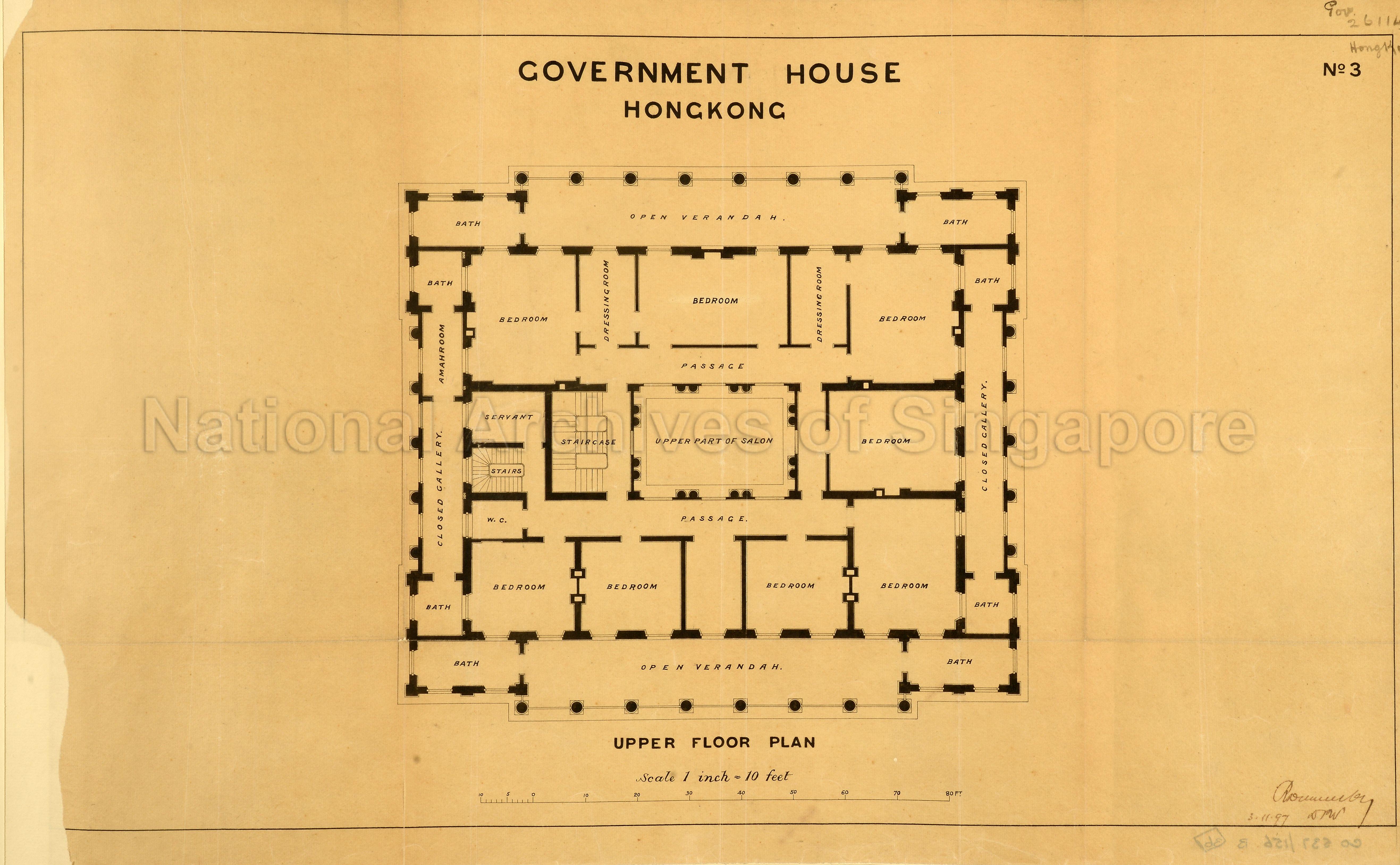 Government House: upper floor plan