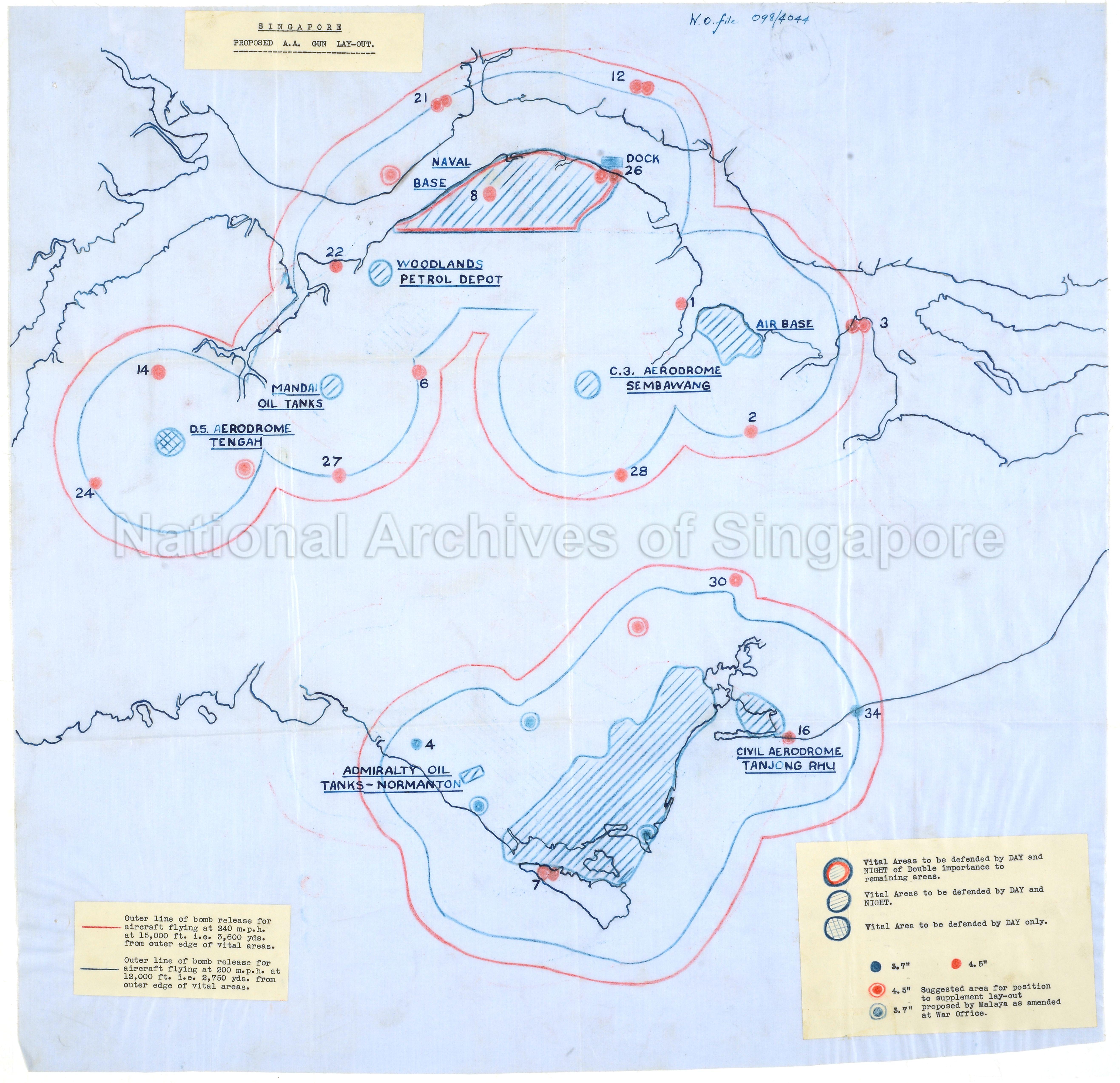Singapore: proposed A.A. guns lay-out