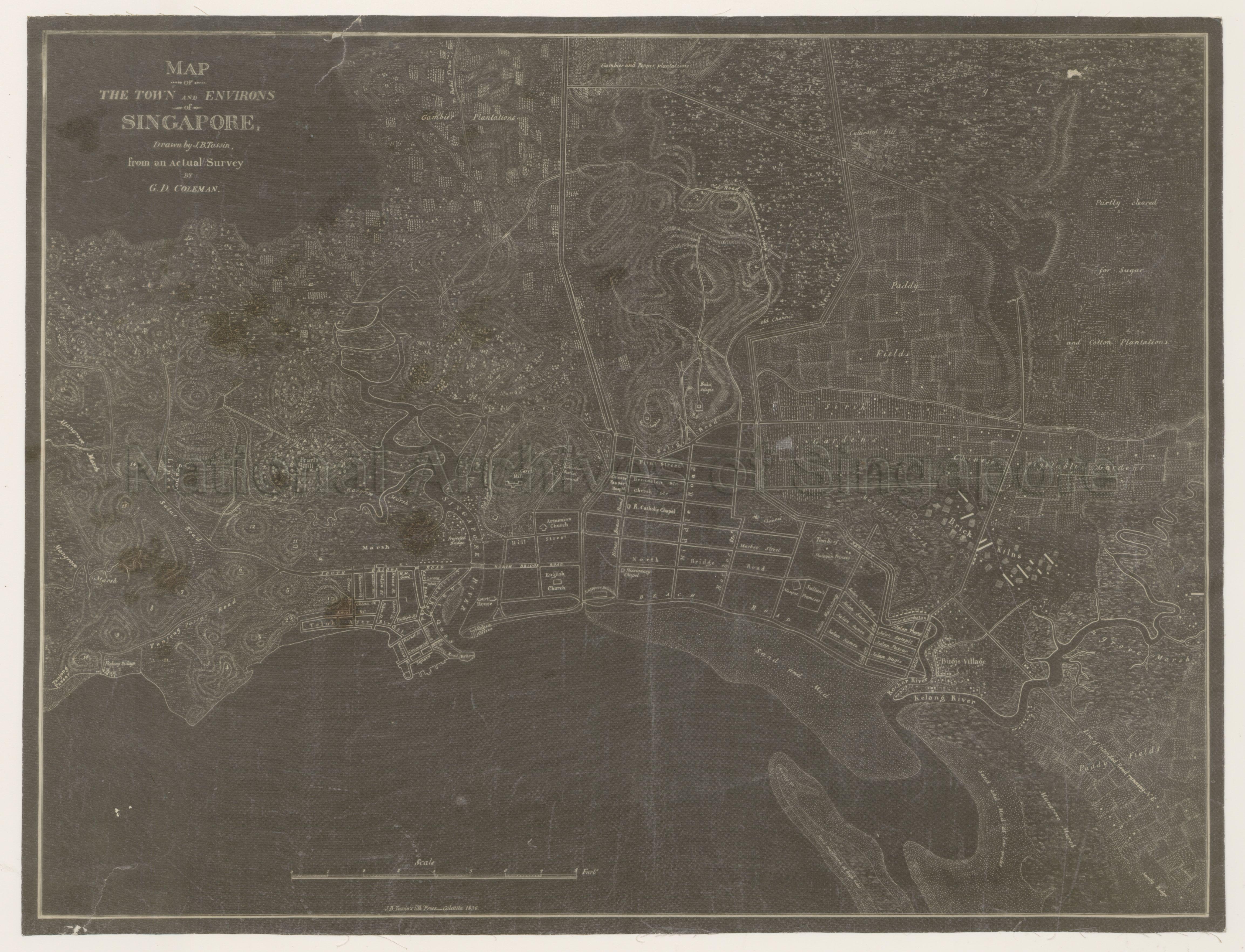 Map Of The Town And Environs Of Singapore