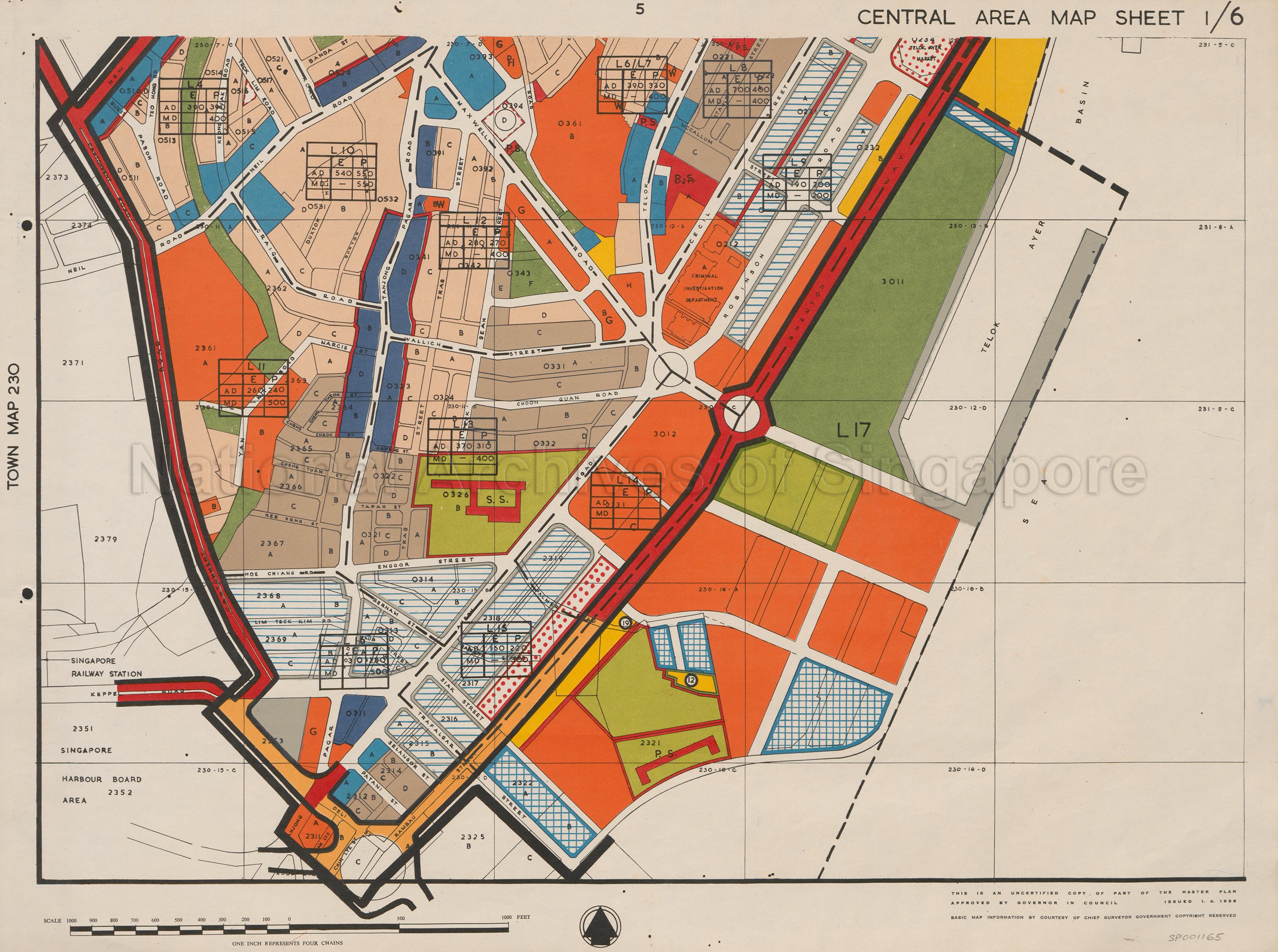1958 Master Plan: Central Area Map Sheet 1/6