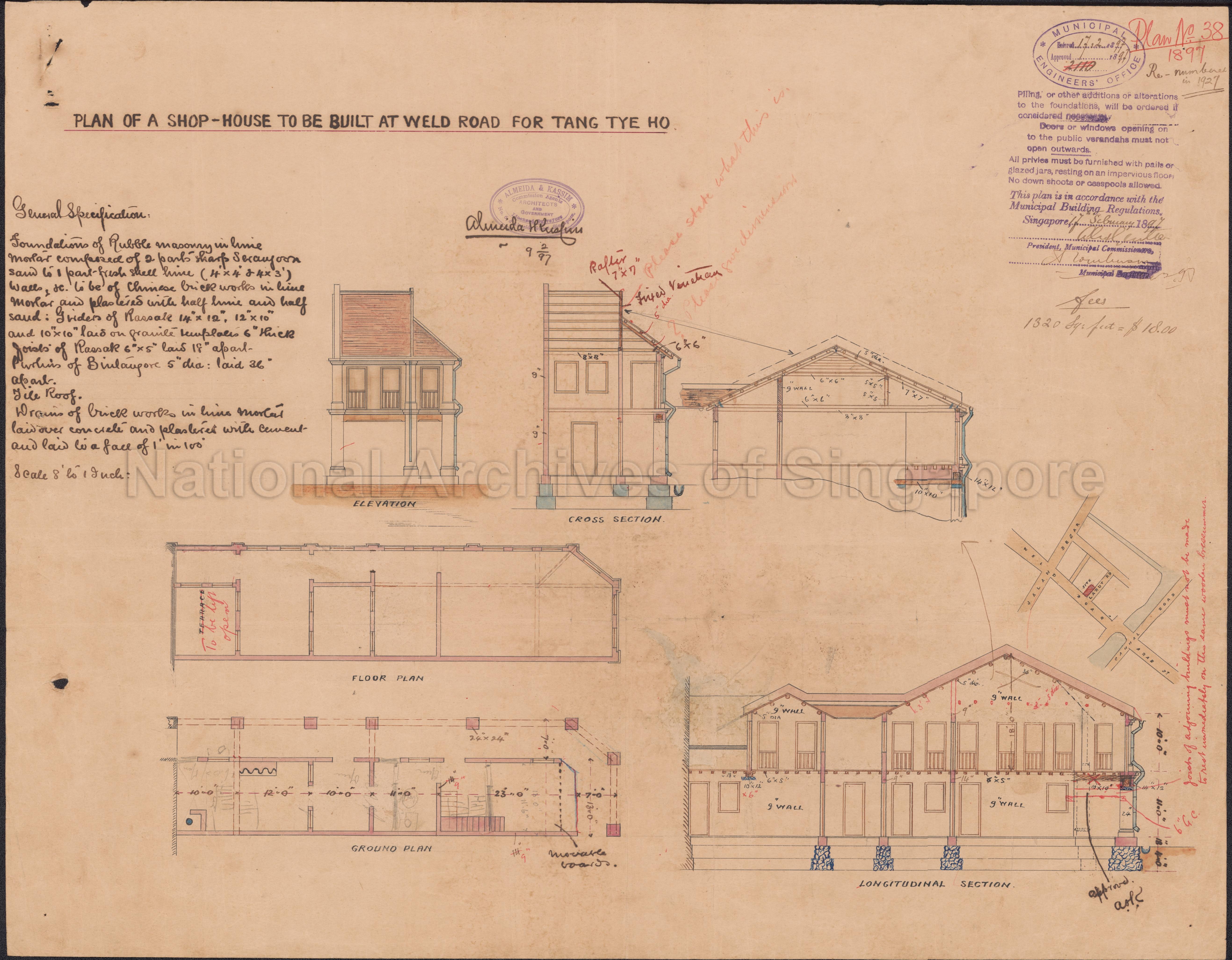 SHOP HOUSE, FLOOR PLANS, ELEVATION AND SECTION