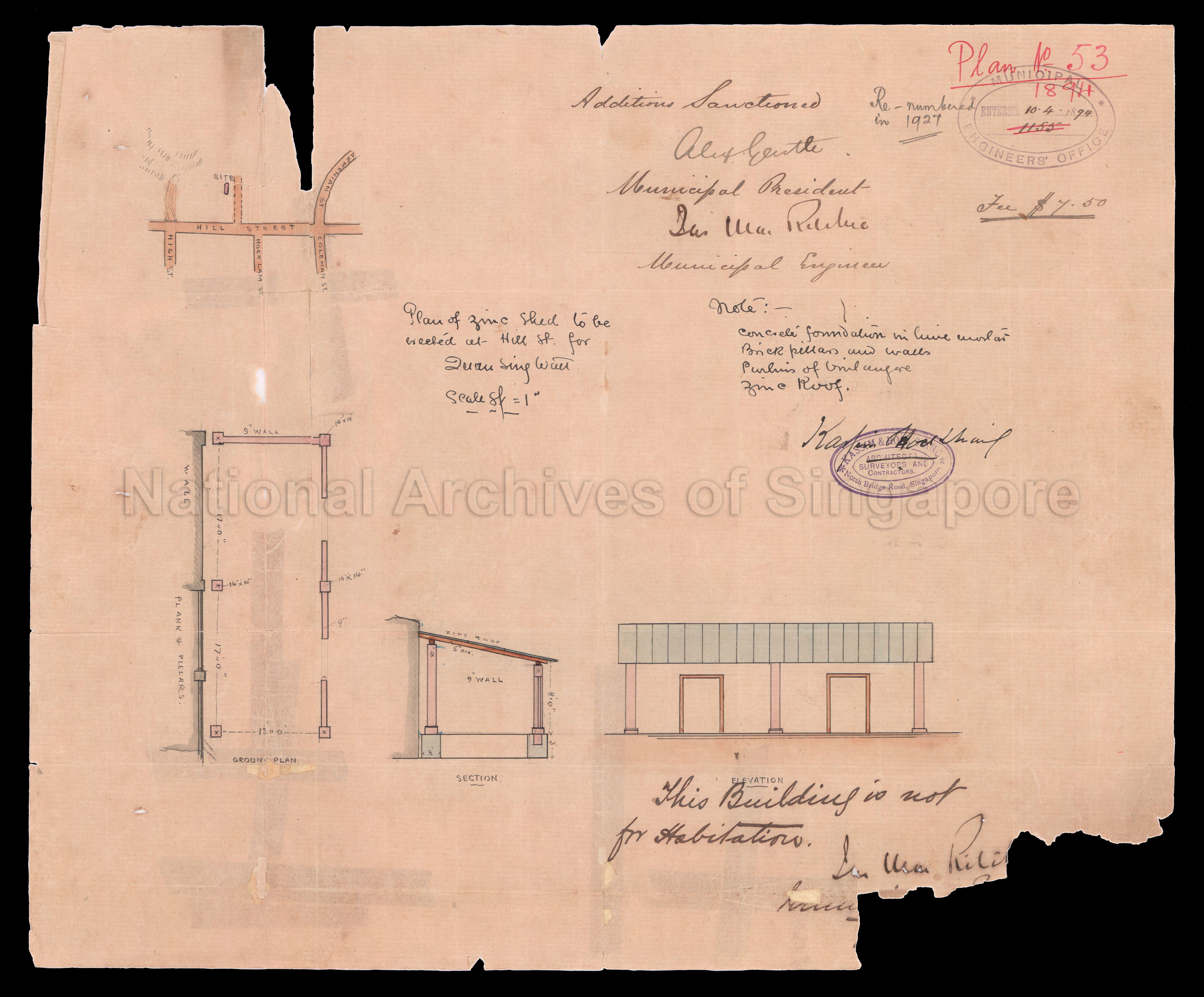 PLAN OF ZINC SHED